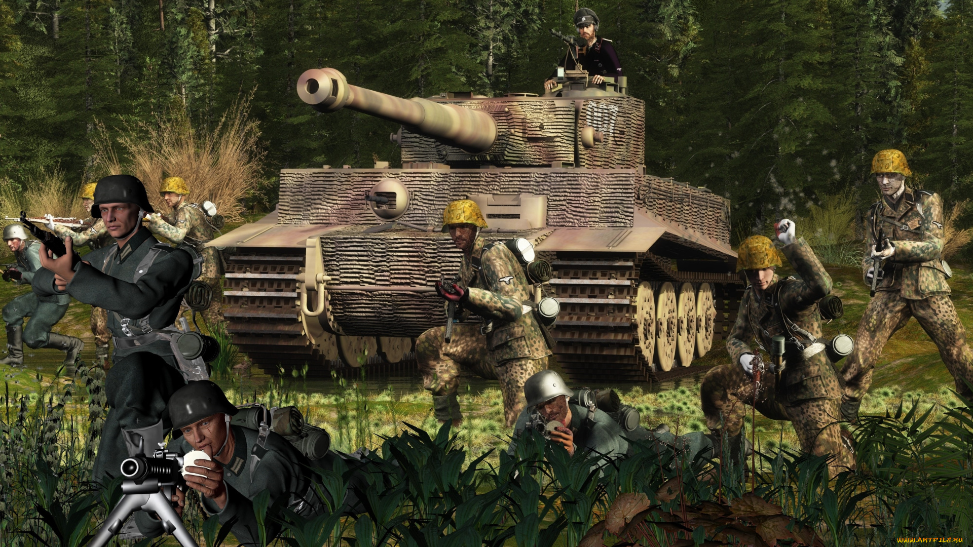 3д, графика, армия, , military, солдаты, оружие, танк