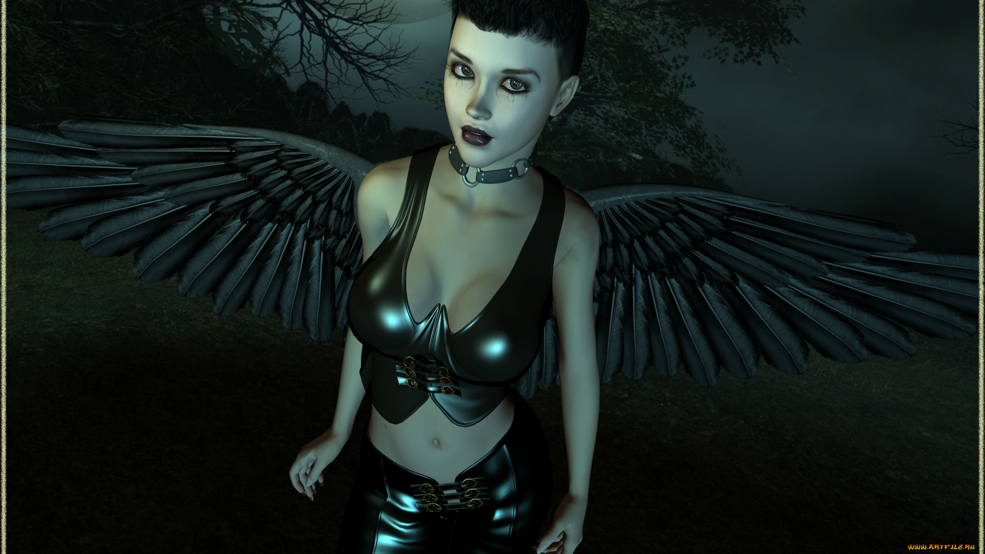 3д, графика, существа, , creatures, фон, демон, взгляд, девушка