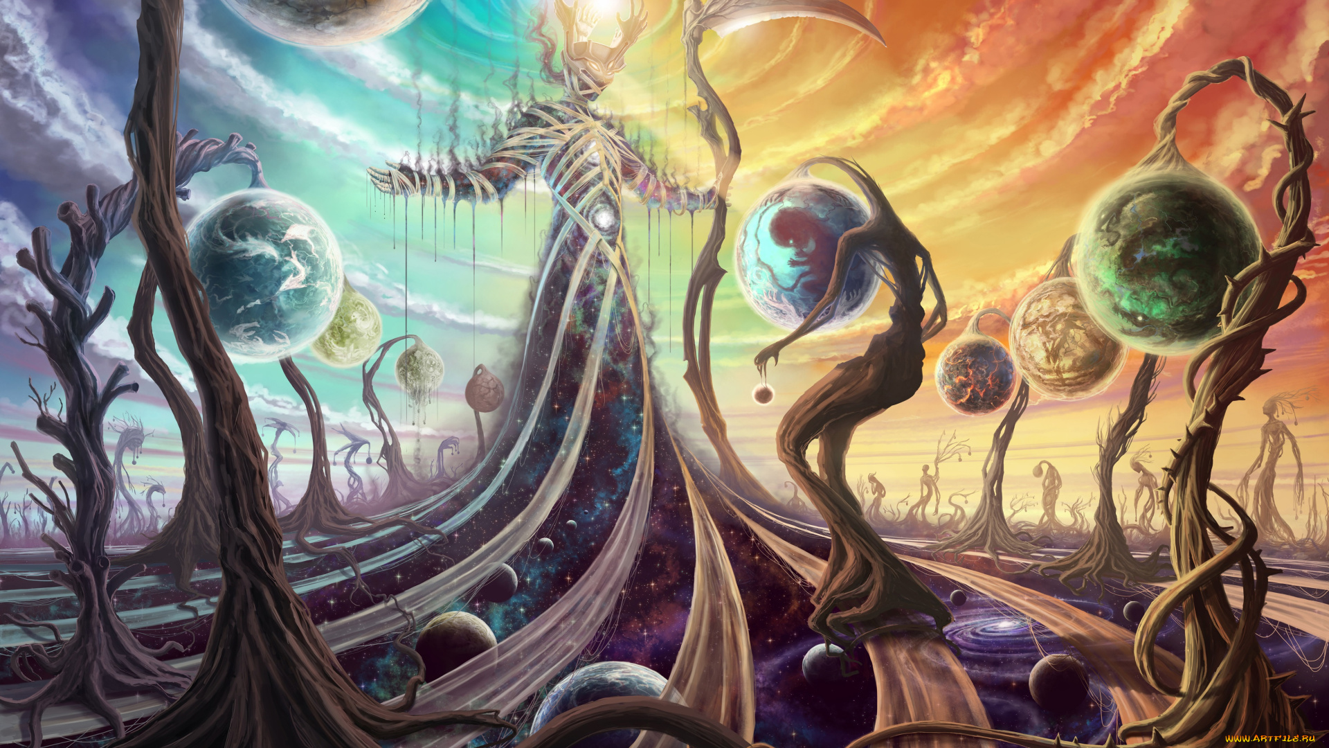 фэнтези, существа, создатель, фантастика, коса, вселенная, космос, божество, бог, созидание, жизнь