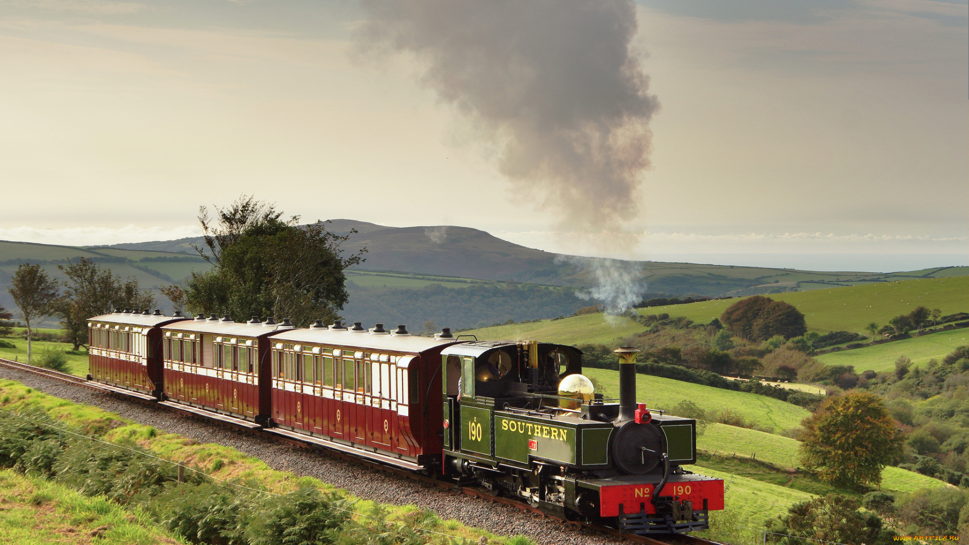 техника, паровозы, дорога, паровоз, рельсы, железная