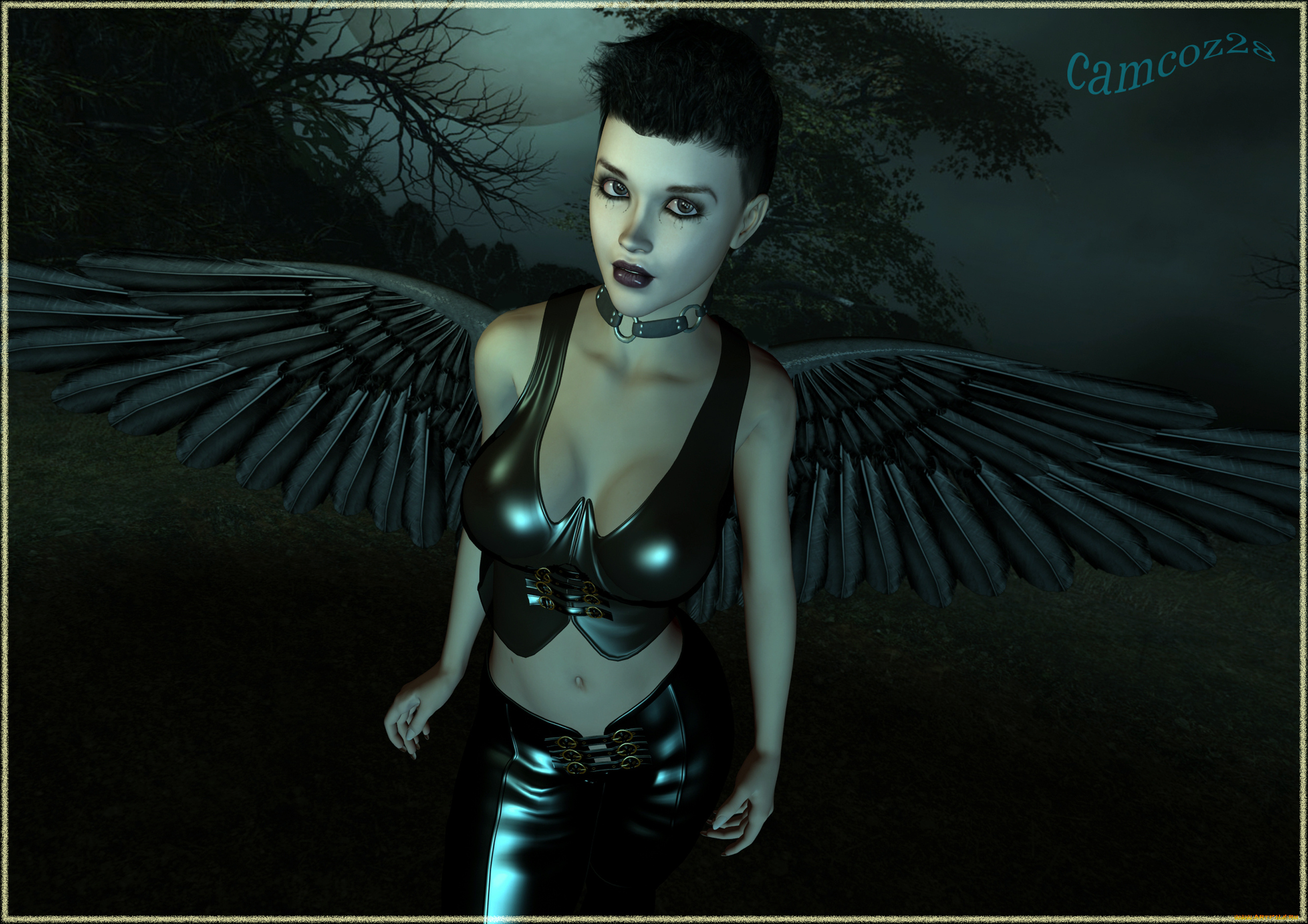 3д, графика, существа, , creatures, фон, демон, взгляд, девушка