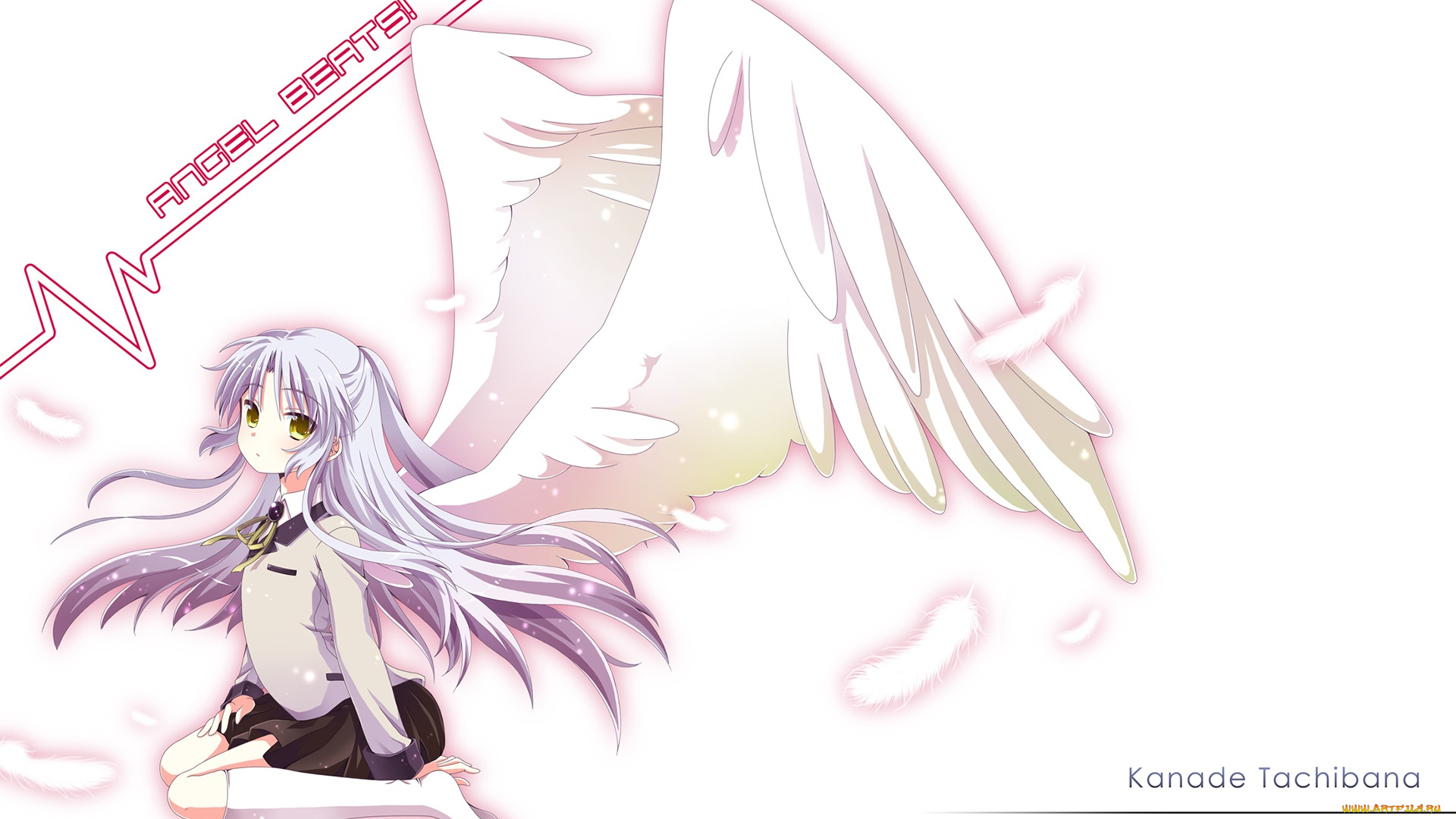 аниме, angel, beats, взгляд, фон, девушка