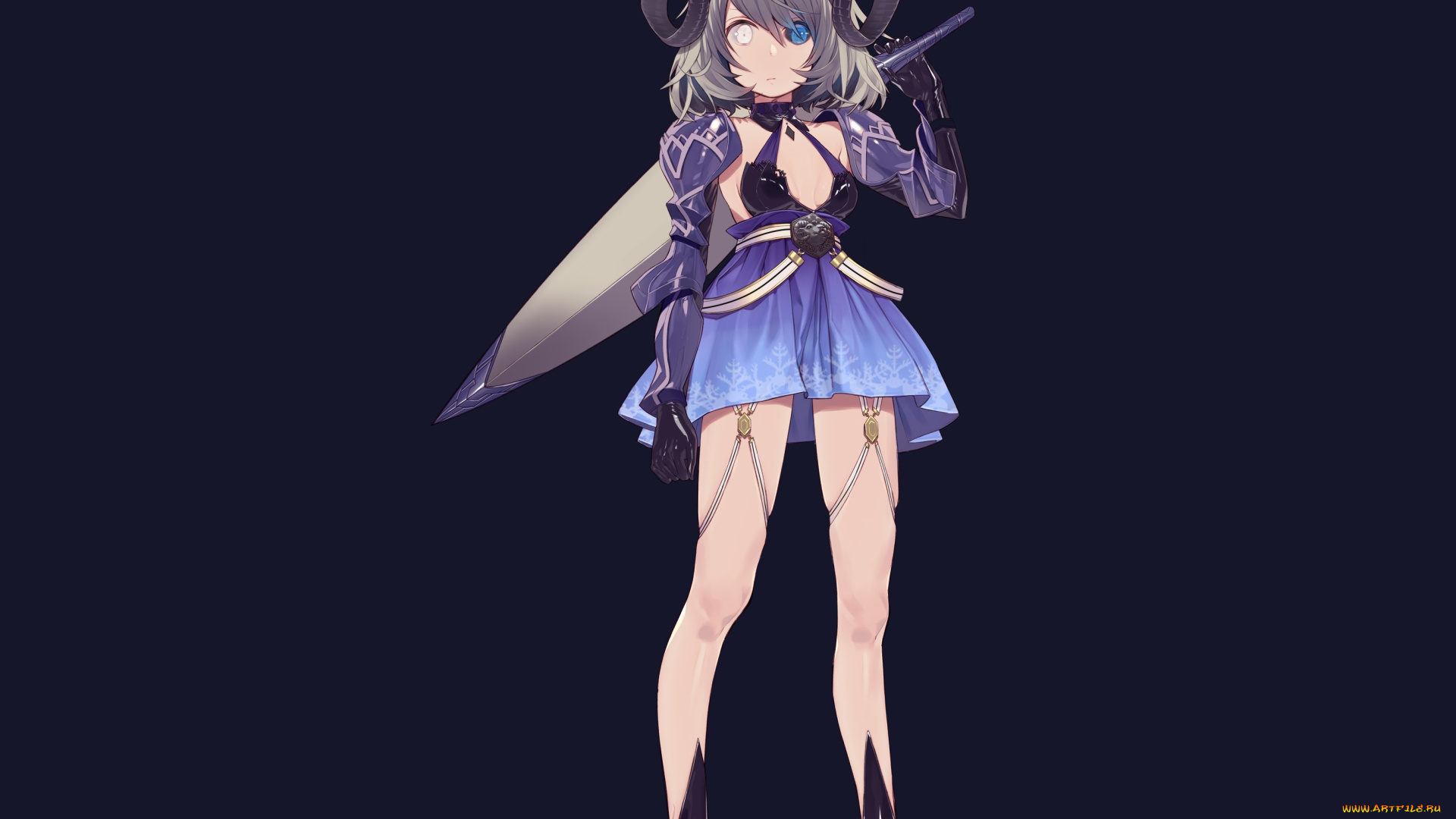 аниме, ангелы, , демоны, рога, девочка