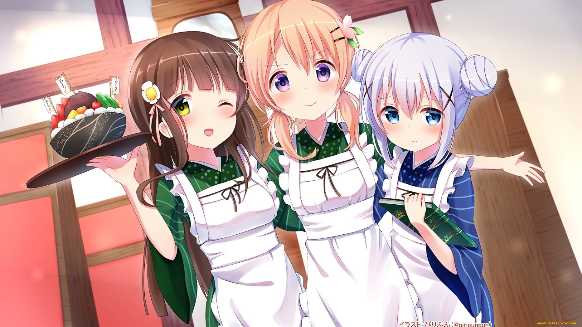 аниме, gochuumon, wa, usagi, desu, ka, девочки