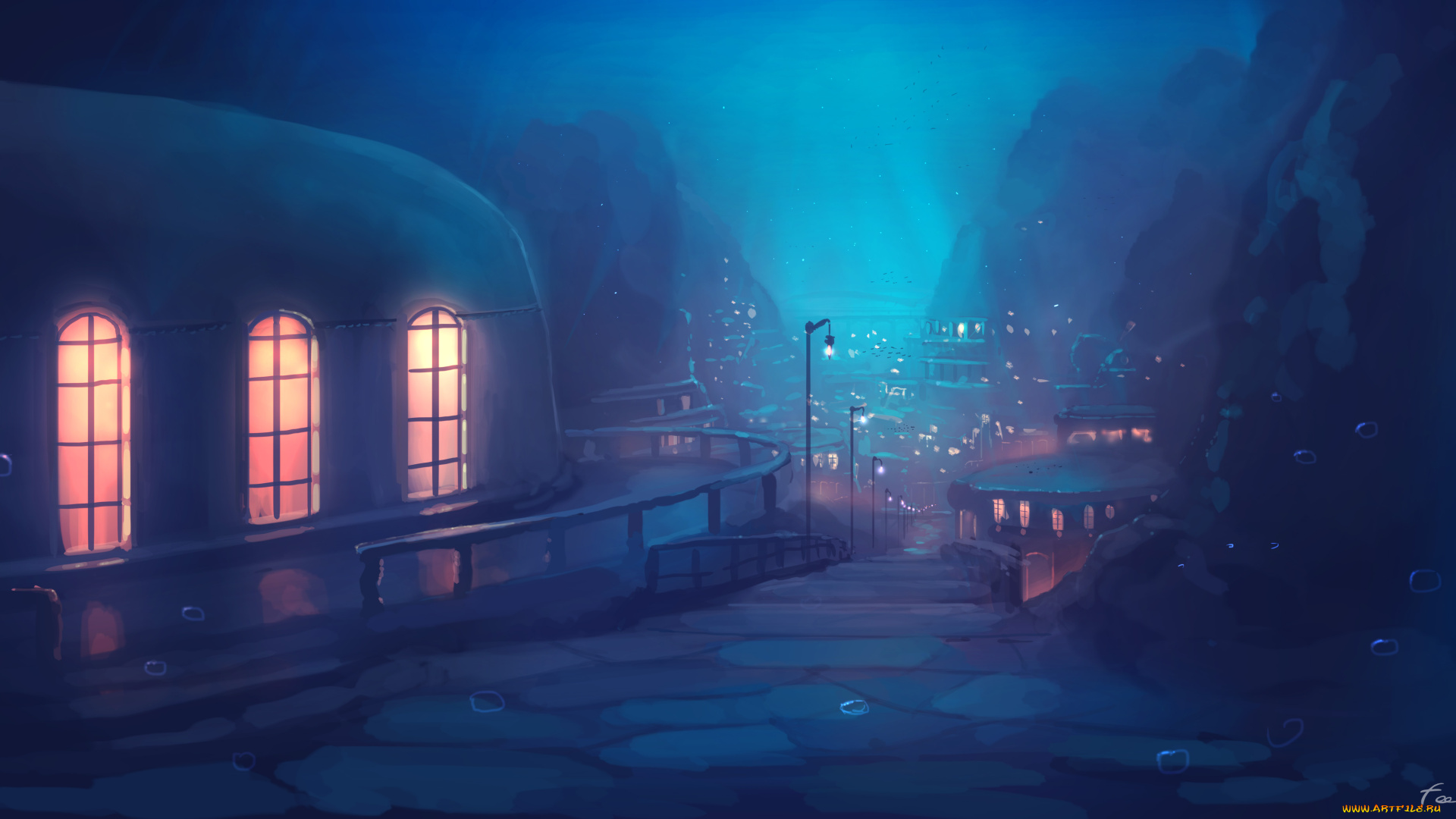 аниме, город, , улицы, , здания, дома