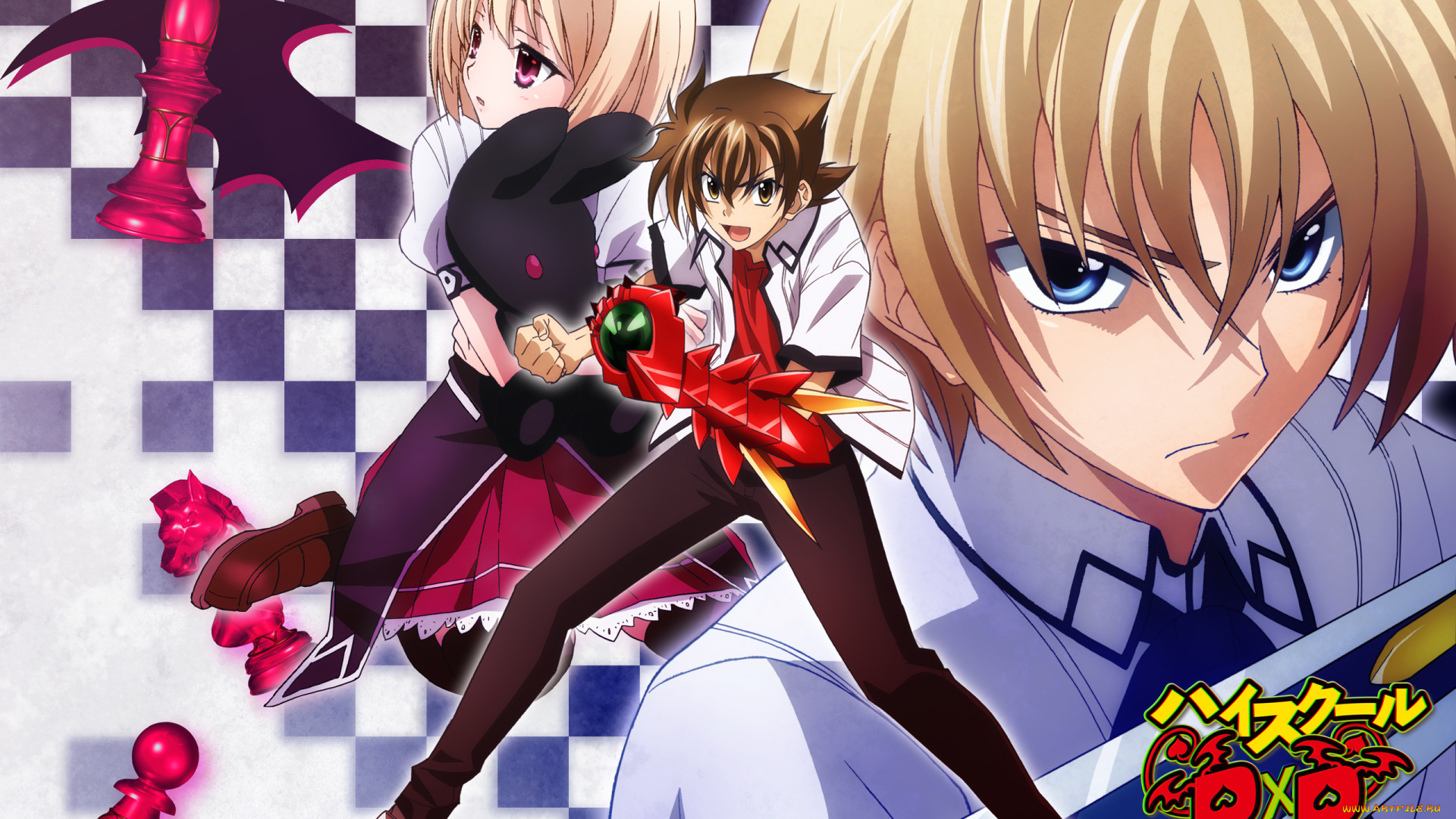 аниме, highschool, dxd, парни, взгляд, фон
