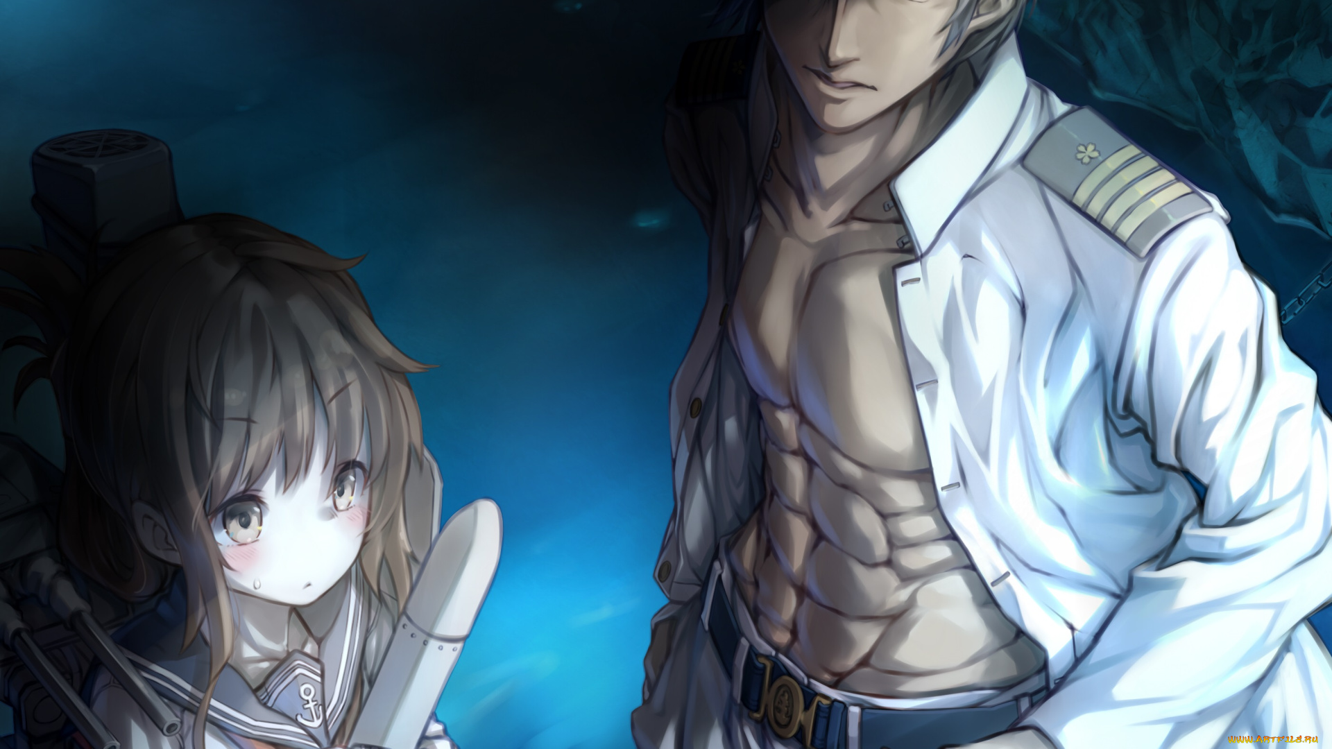 аниме, kantai, collection, парень, девочка