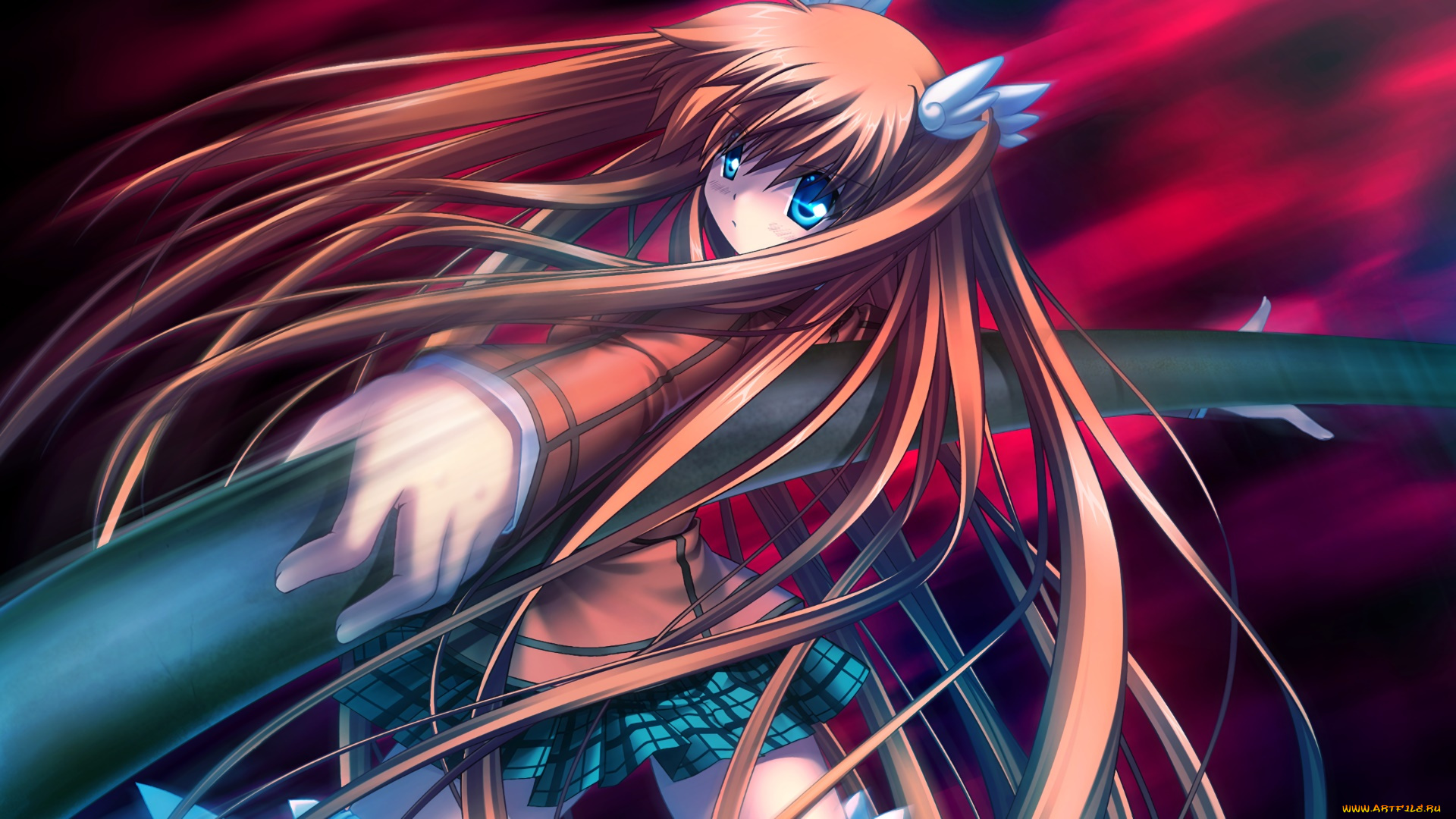 аниме, rewrite, девушка, фон, взгляд