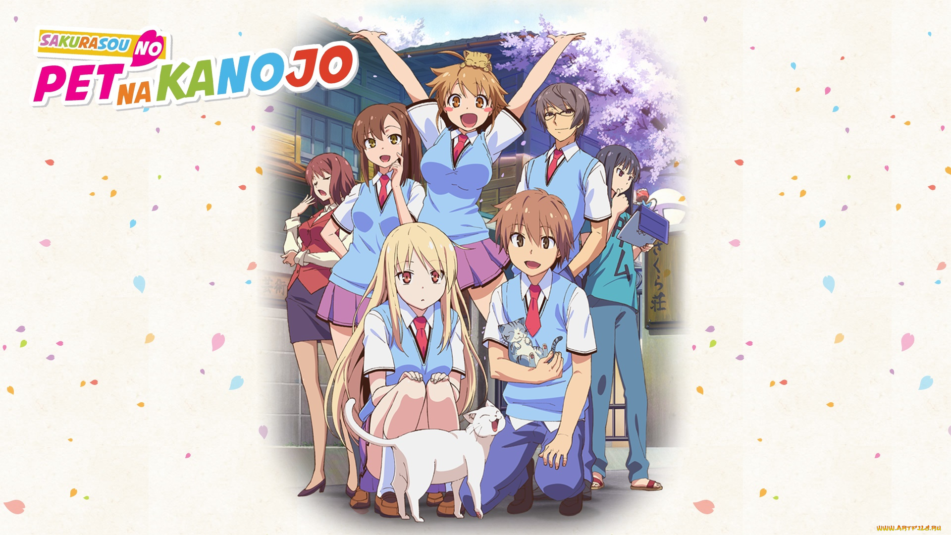 аниме, sakurasou, no, pet, na, kanojo, девушки, взгляд, фон