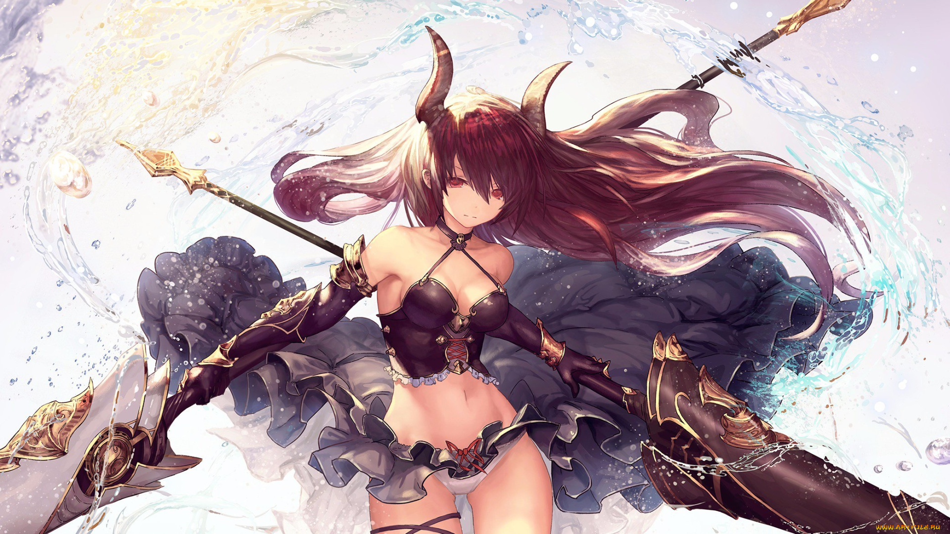 аниме, shingeki, no, bahamut, девушка, копьё