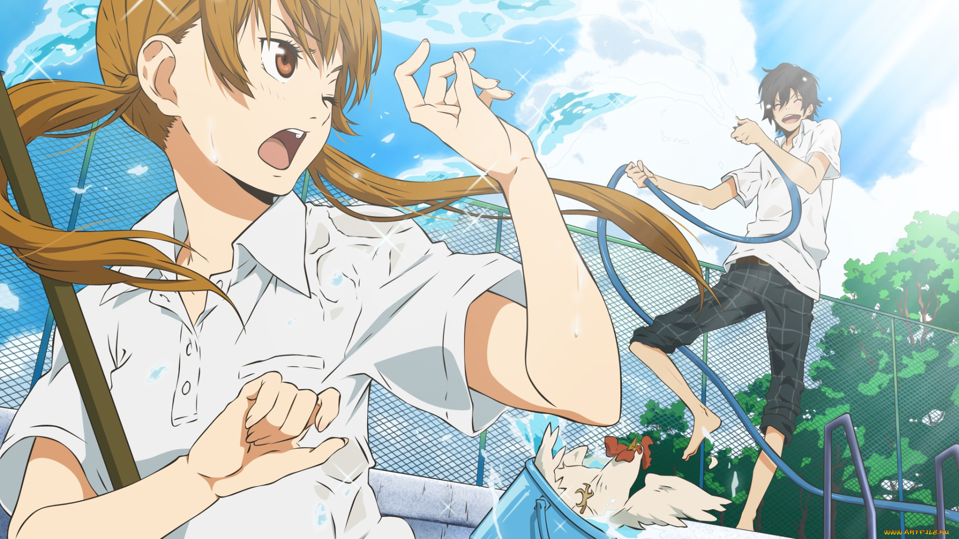 аниме, tonari, no, kaibutsu, девушка, парень