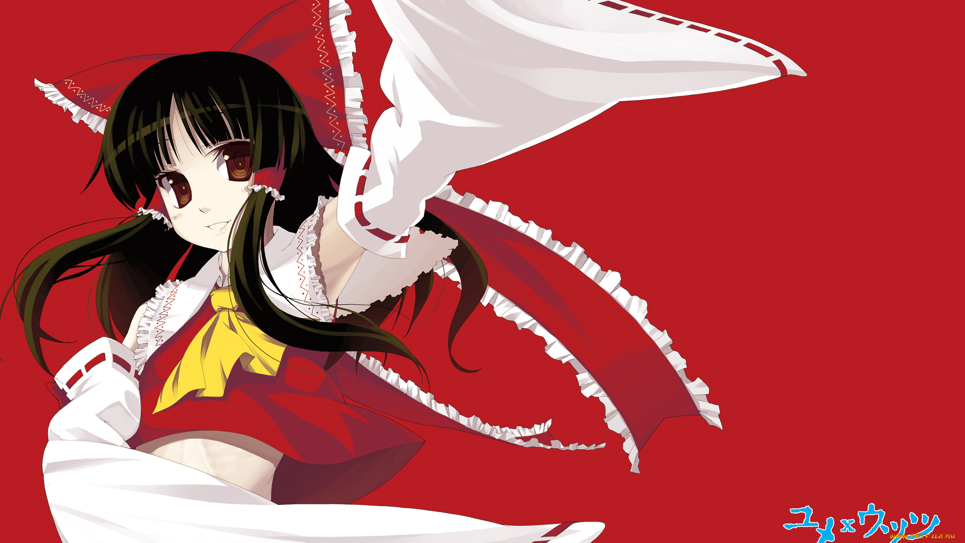 аниме, touhou, девушка, взгляд, фон