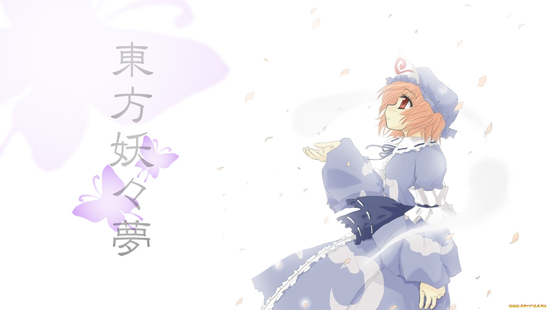 аниме, touhou, девушка, взгляд, фон