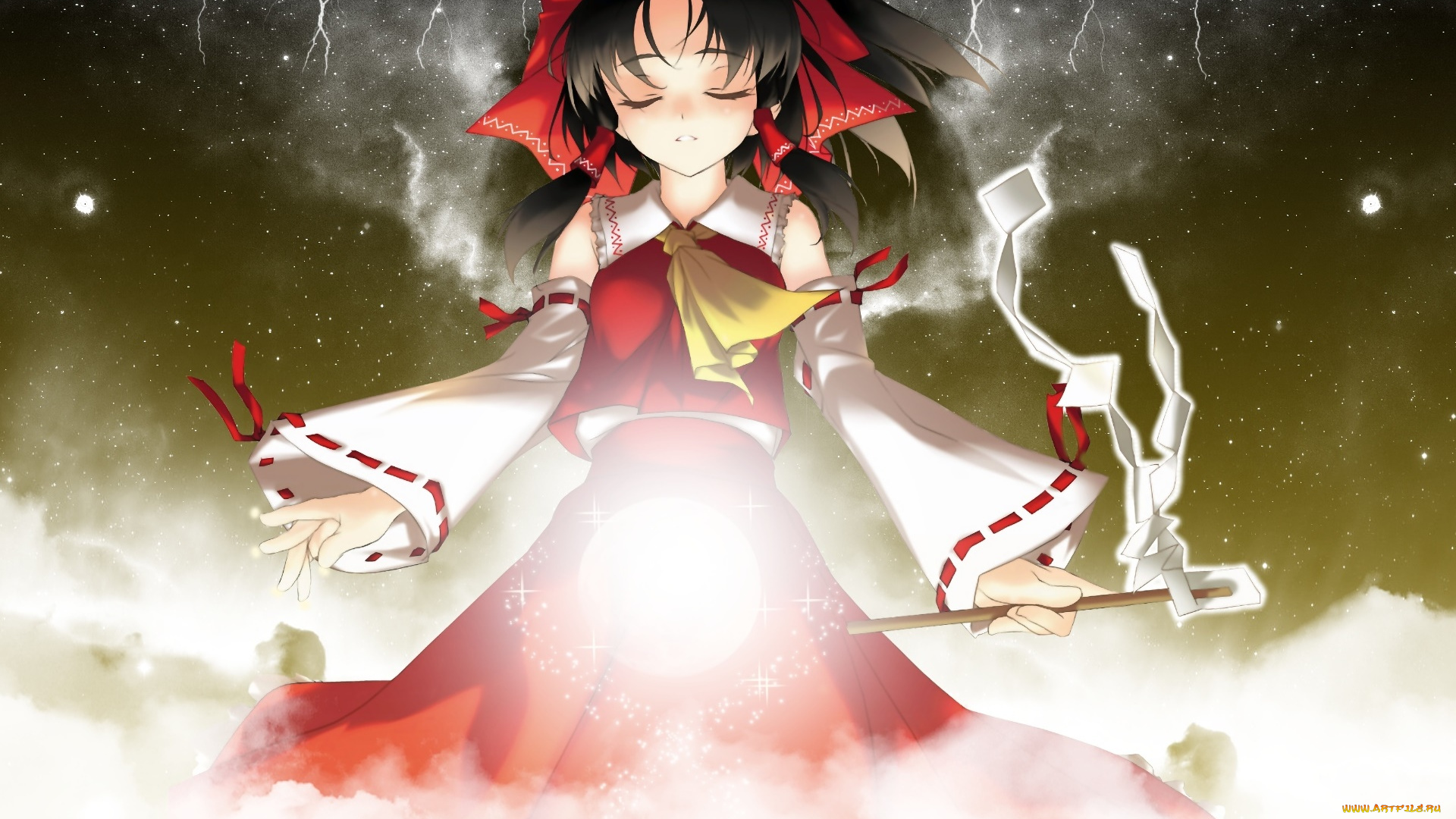 аниме, touhou, фон, взгляд, девушка