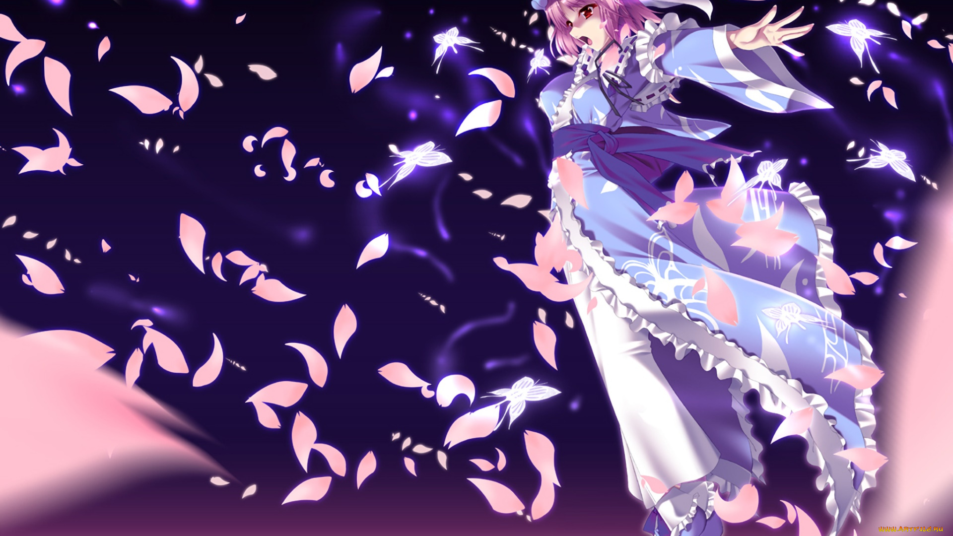 аниме, touhou, фон, взгляд, девушка