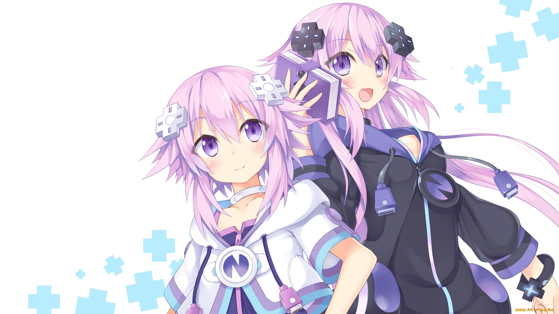 hyperdimension, neptunia, аниме, девушки, фон, взгляд