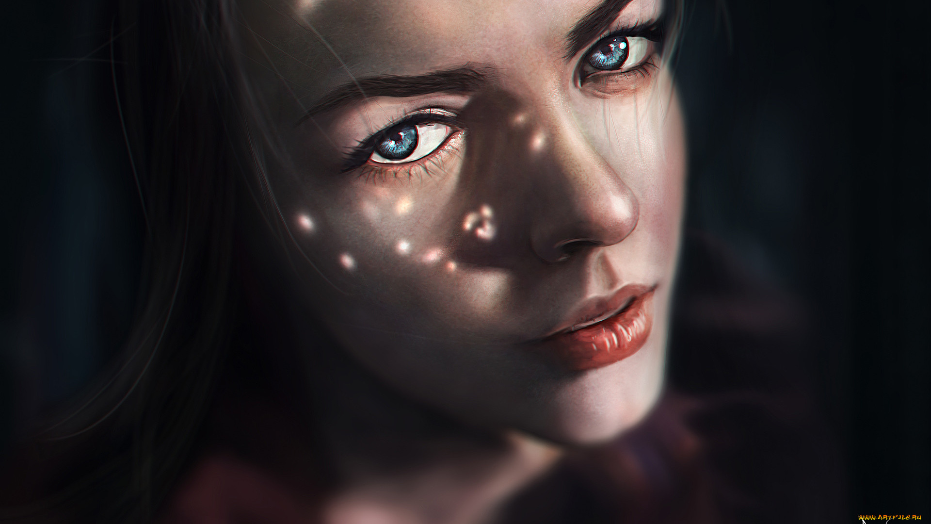 рисованное, люди, взгляд