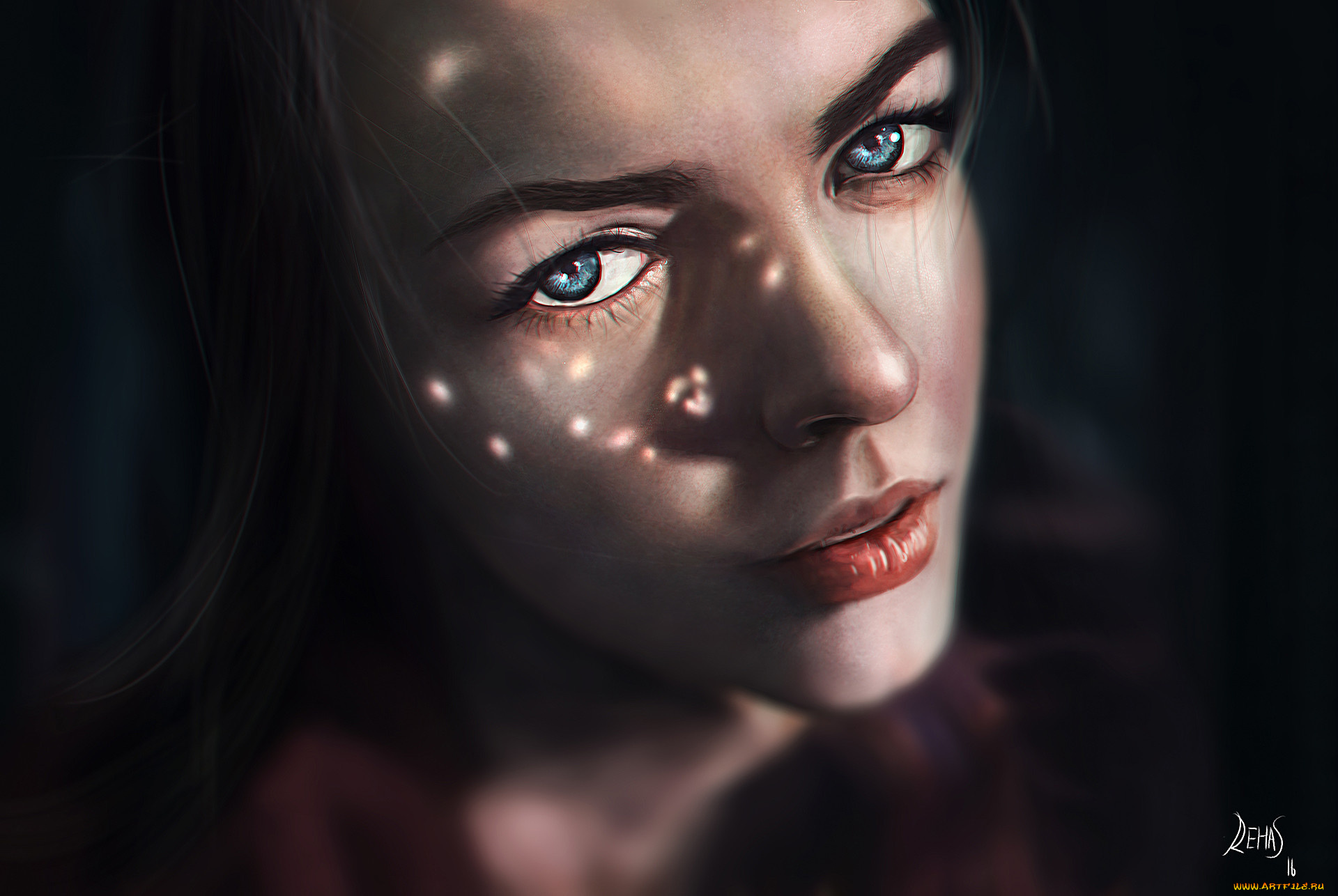 рисованное, люди, взгляд