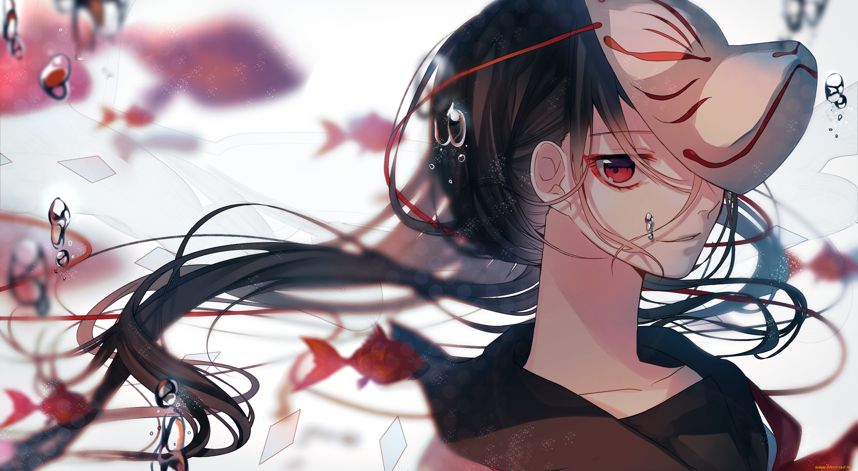 аниме, unknown, , другое, вода, маска, девушка