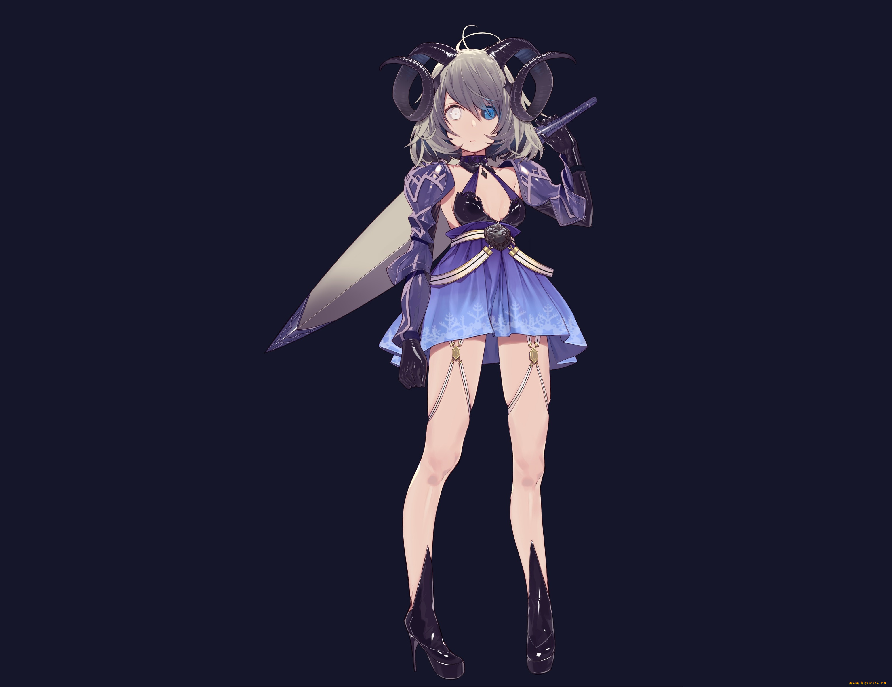 аниме, ангелы, , демоны, рога, девочка