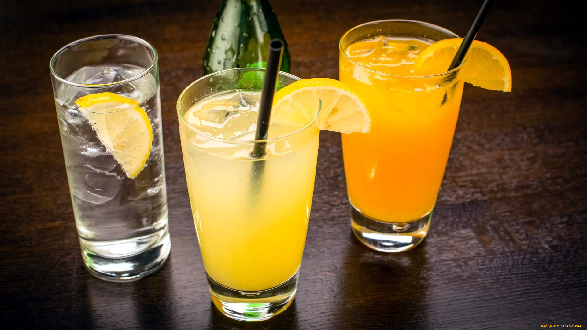 еда, напитки, лимон, стаканы, лед, апельсин