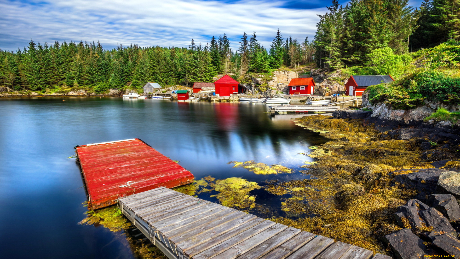 города, -, пейзажи, озеро, мостки, дома