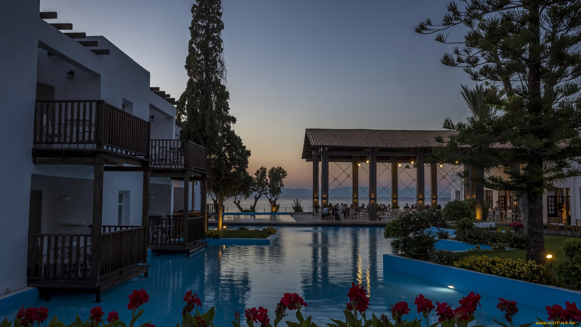 интерьер, бассейны, , открытые, площадки, бассейн, цветы, дом, вилла