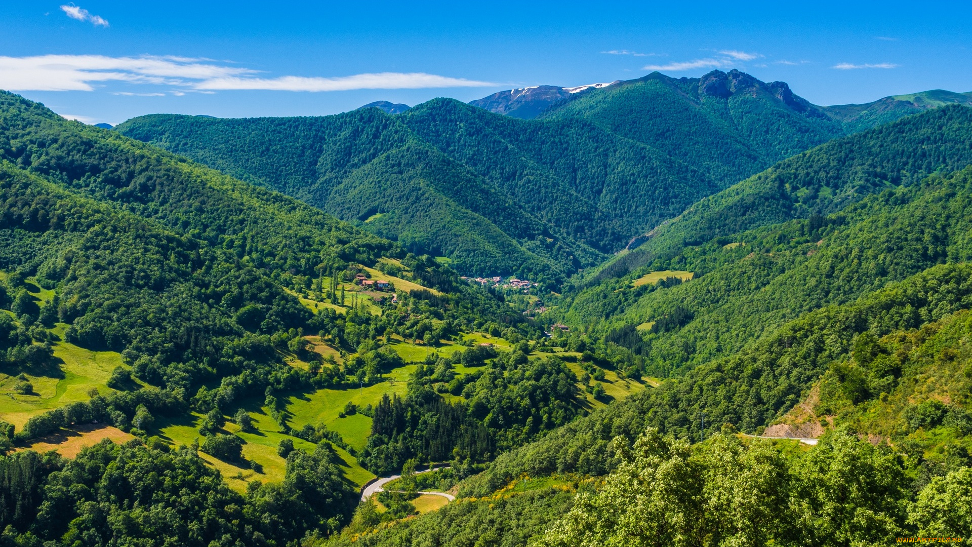 природа, горы, деревья, небо