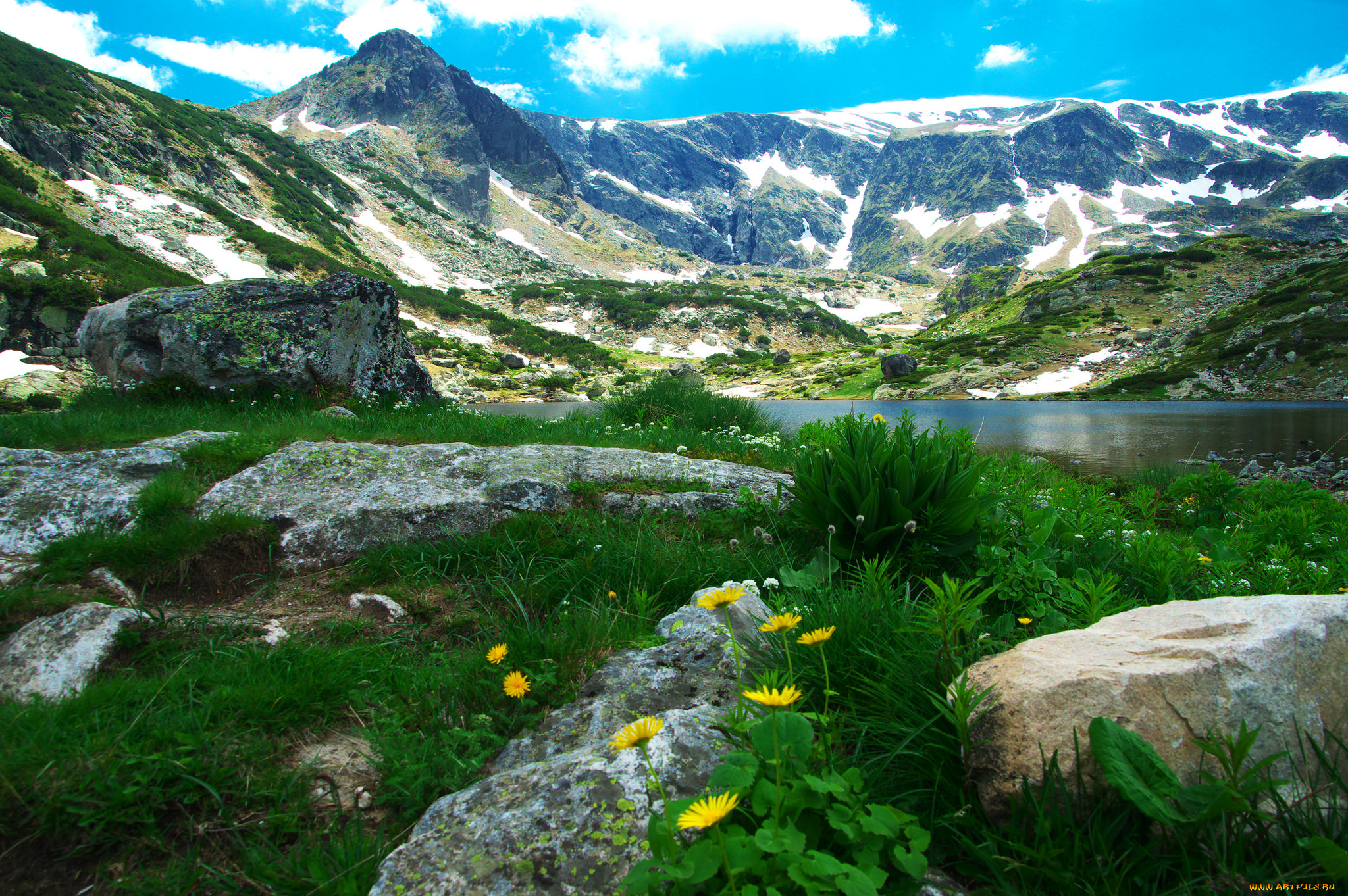 природа, горы, деревья, камни