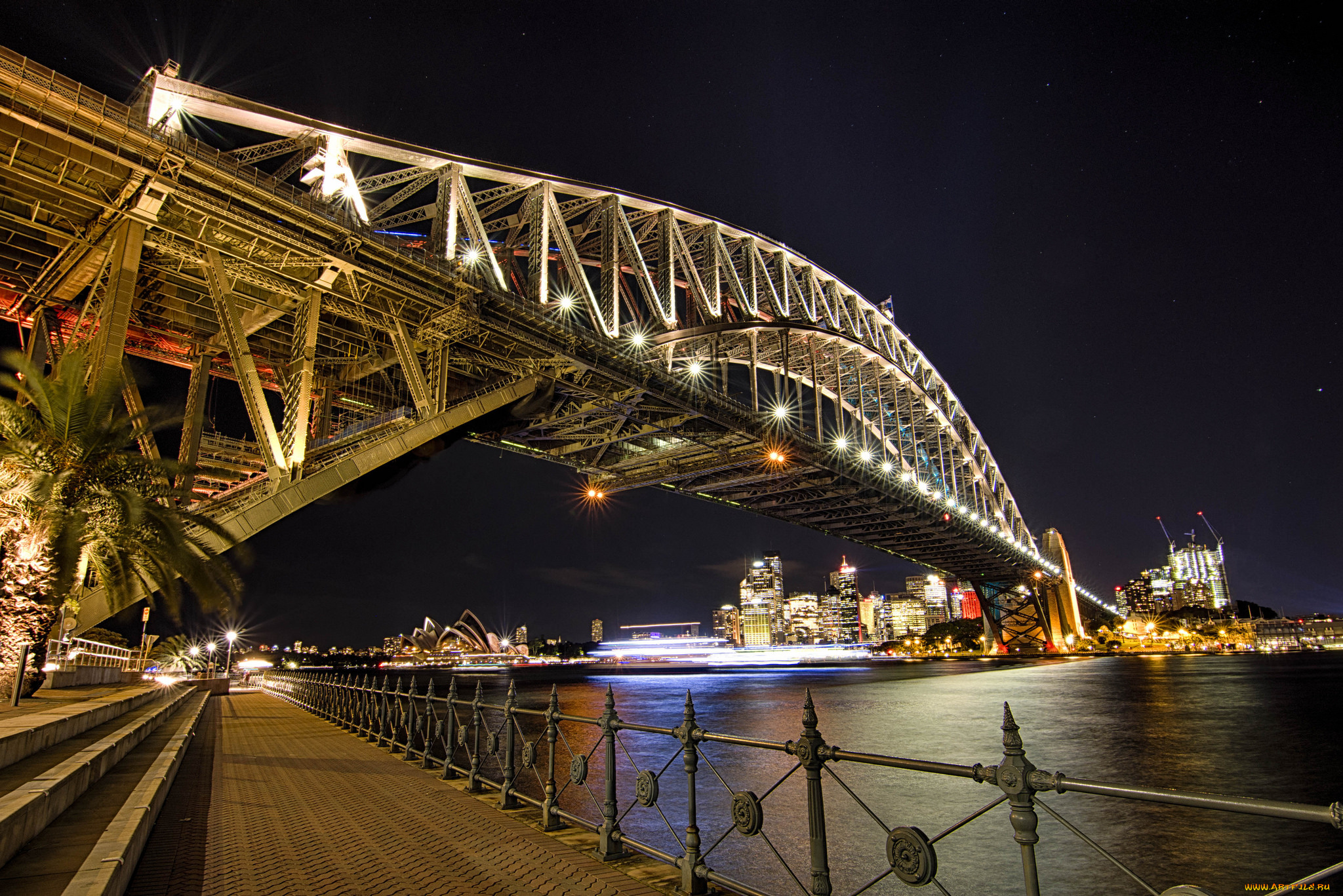 iconic, harbour, bridge, города, -, мосты, ночь, мост