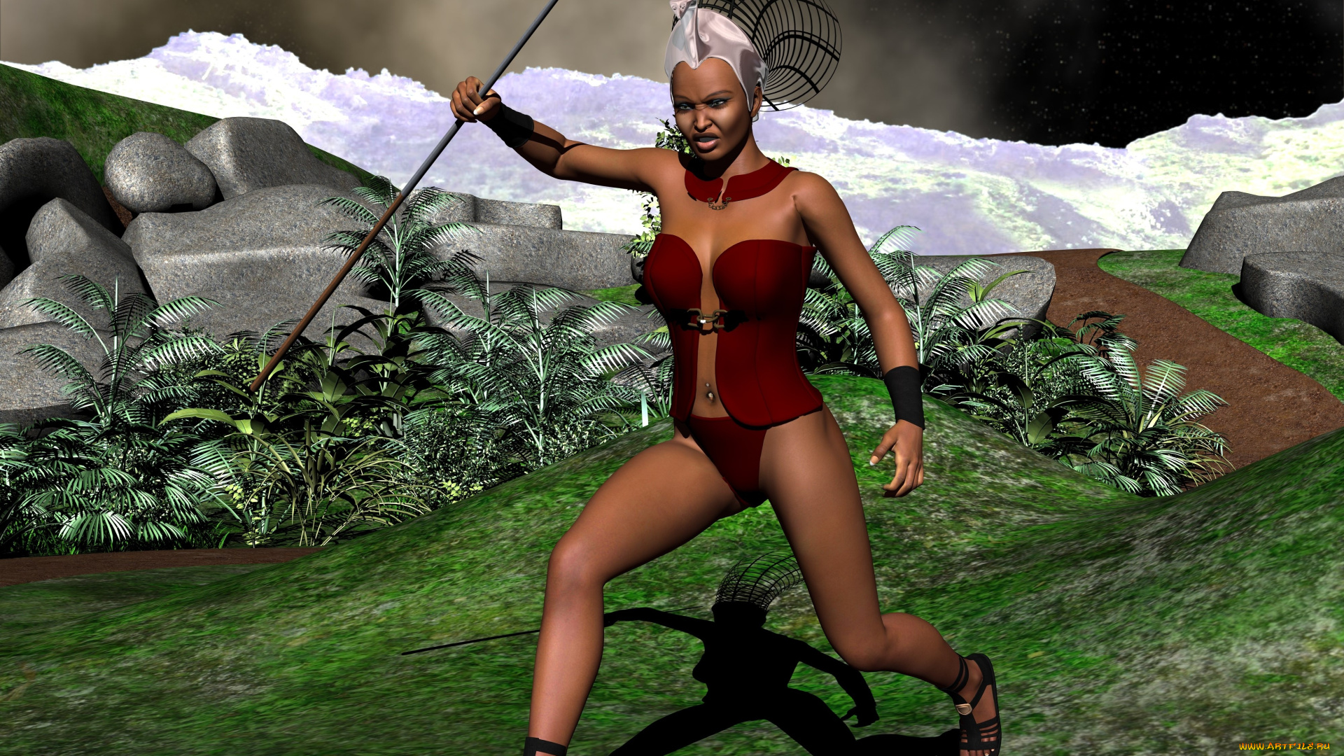 3д, графика, амазонки, , amazon, девушка, взгляд, фон