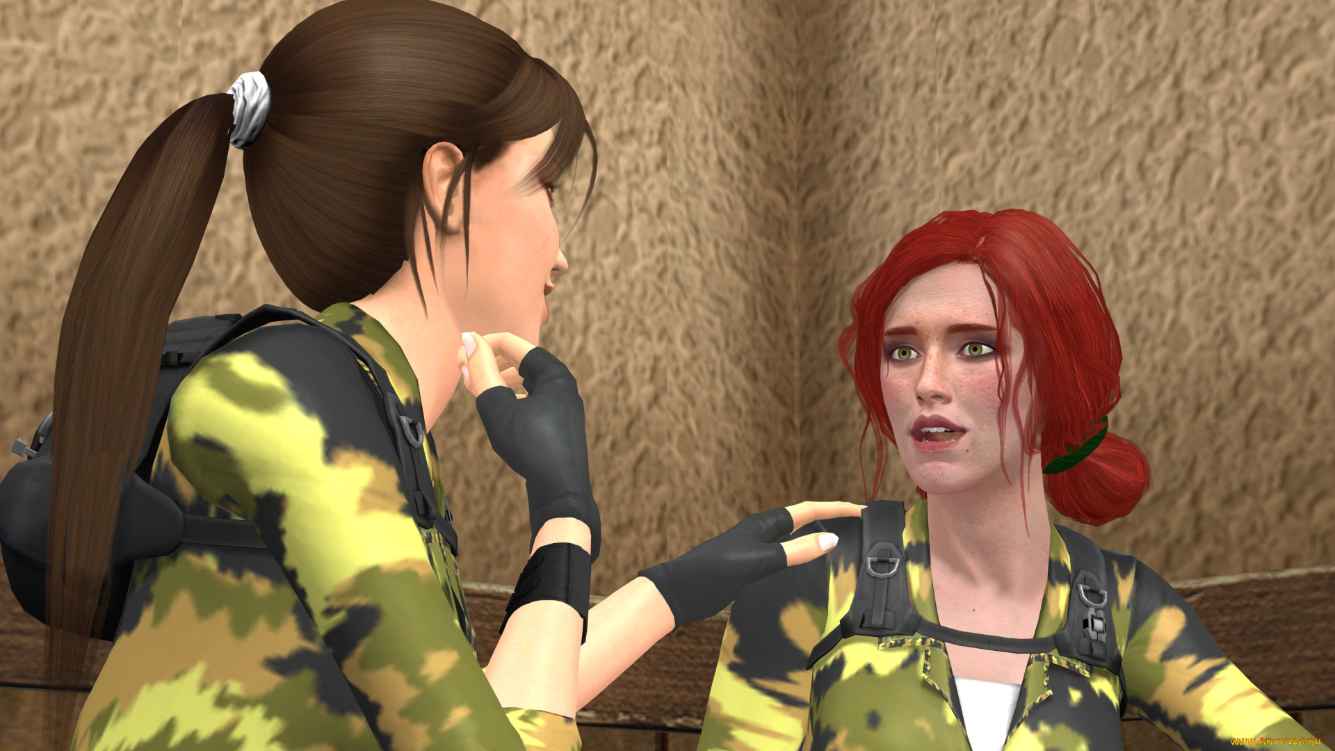 3д, графика, армия, , military, взгляд, девушки, фон, униформа