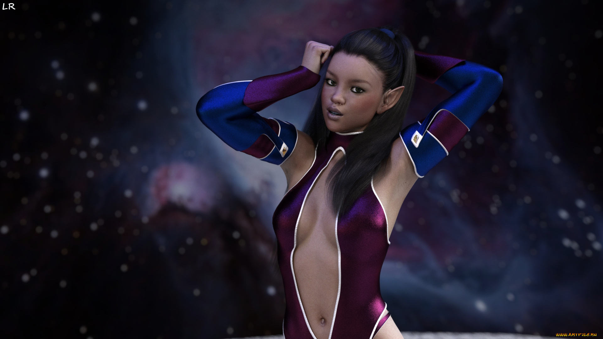 3д, графика, эльфы, , elves, фон, взгляд, эльфийка