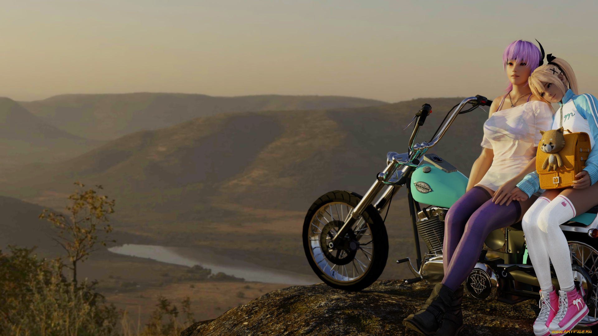 3д, графика, люди-авто, мото, , people-, car, , , moto, девушки, взгляд, фон