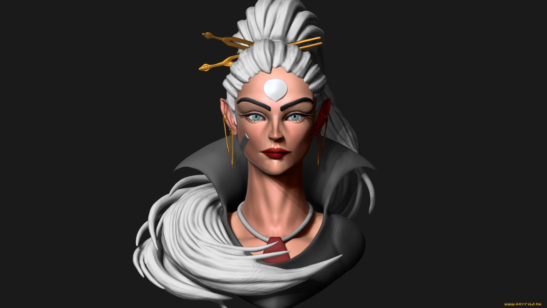 3д, графика, портрет, , portraits, giirl, statue, head, art