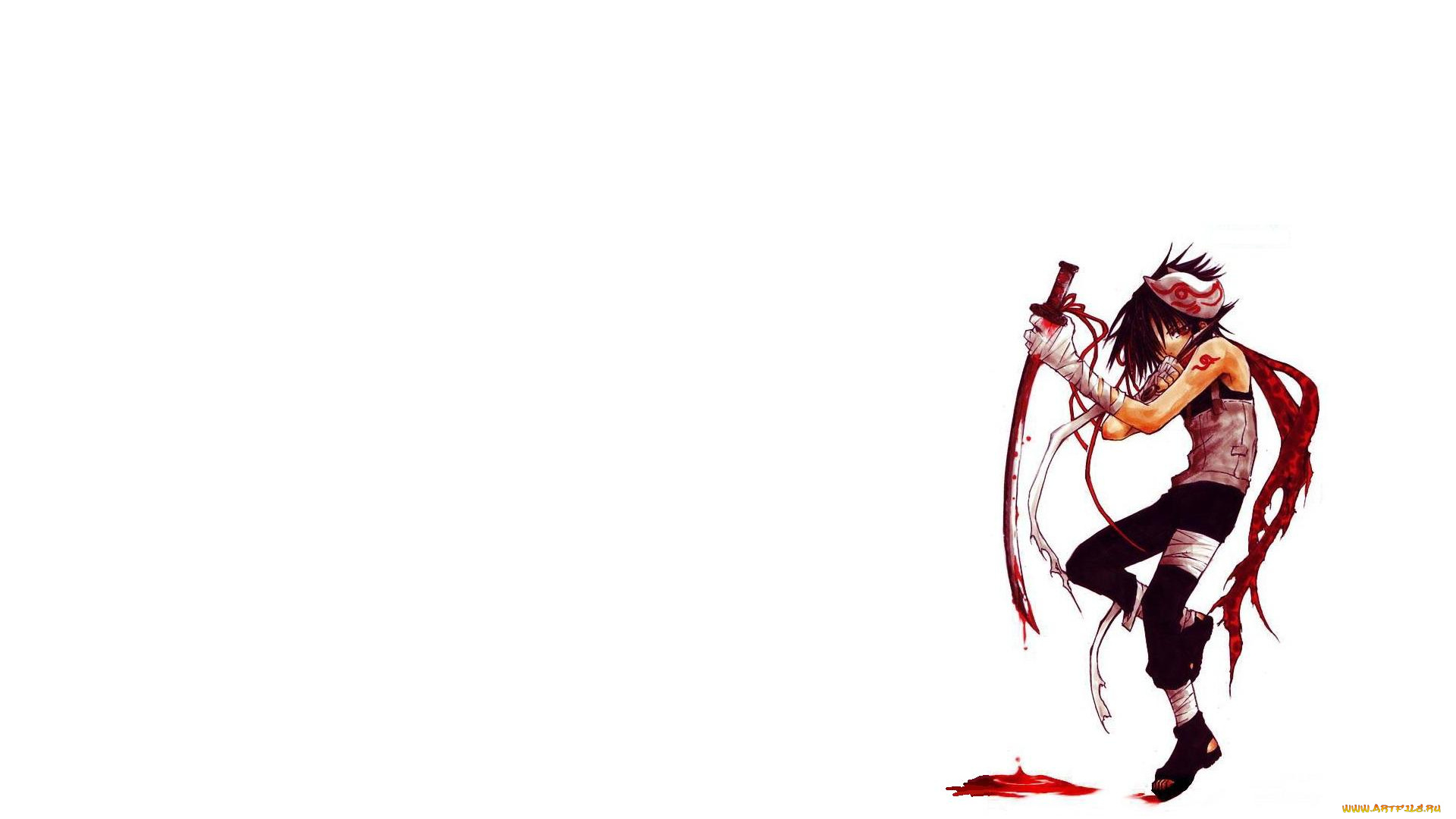 аниме, naruto, меч, саске, кровь, учиха, маска