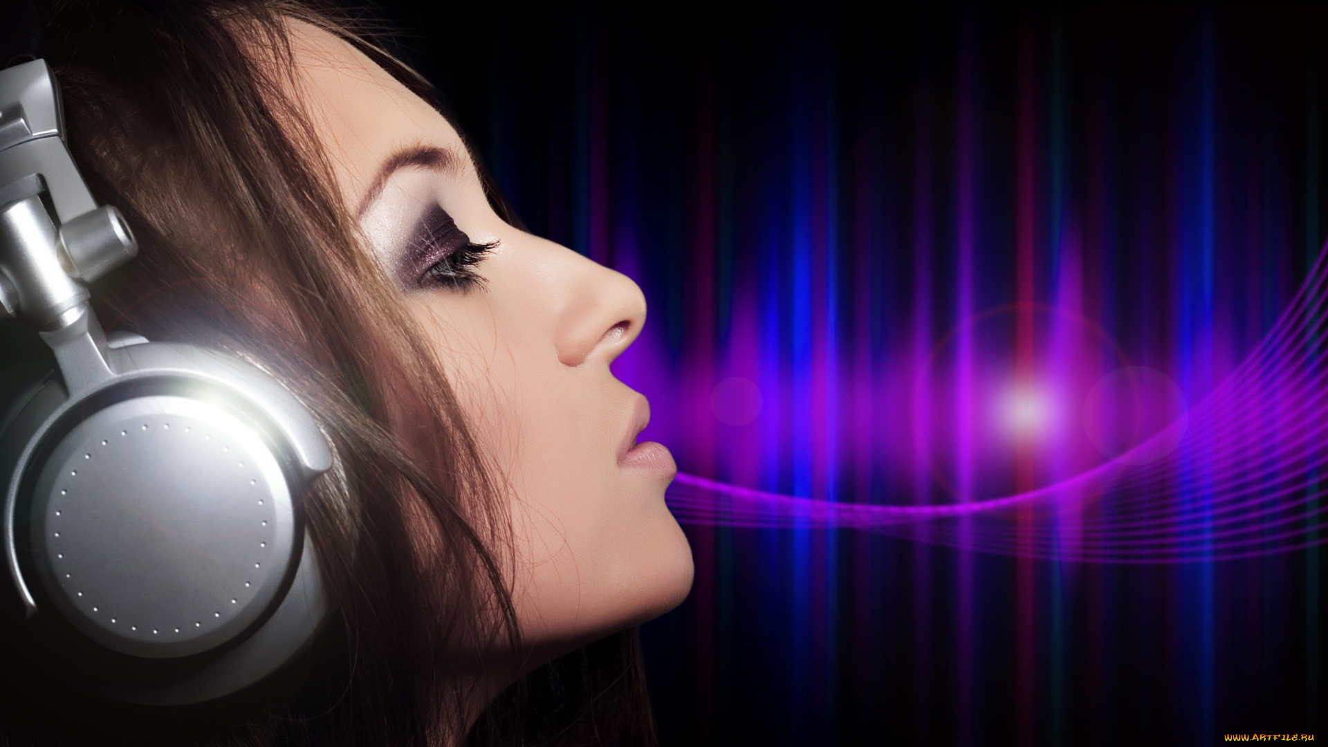 музыка, -другое, наушники, лицо, девушка