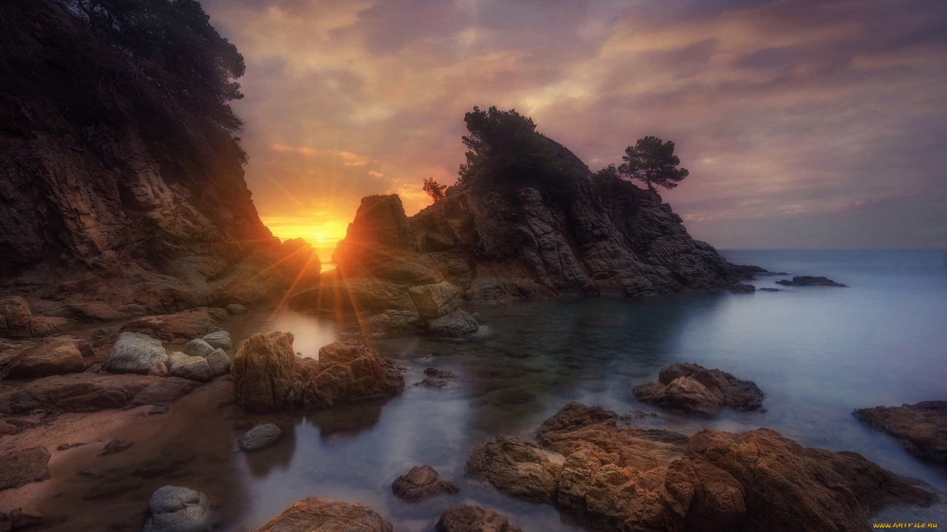 природа, восходы, закаты, берег, скалы, пейзаж, закат