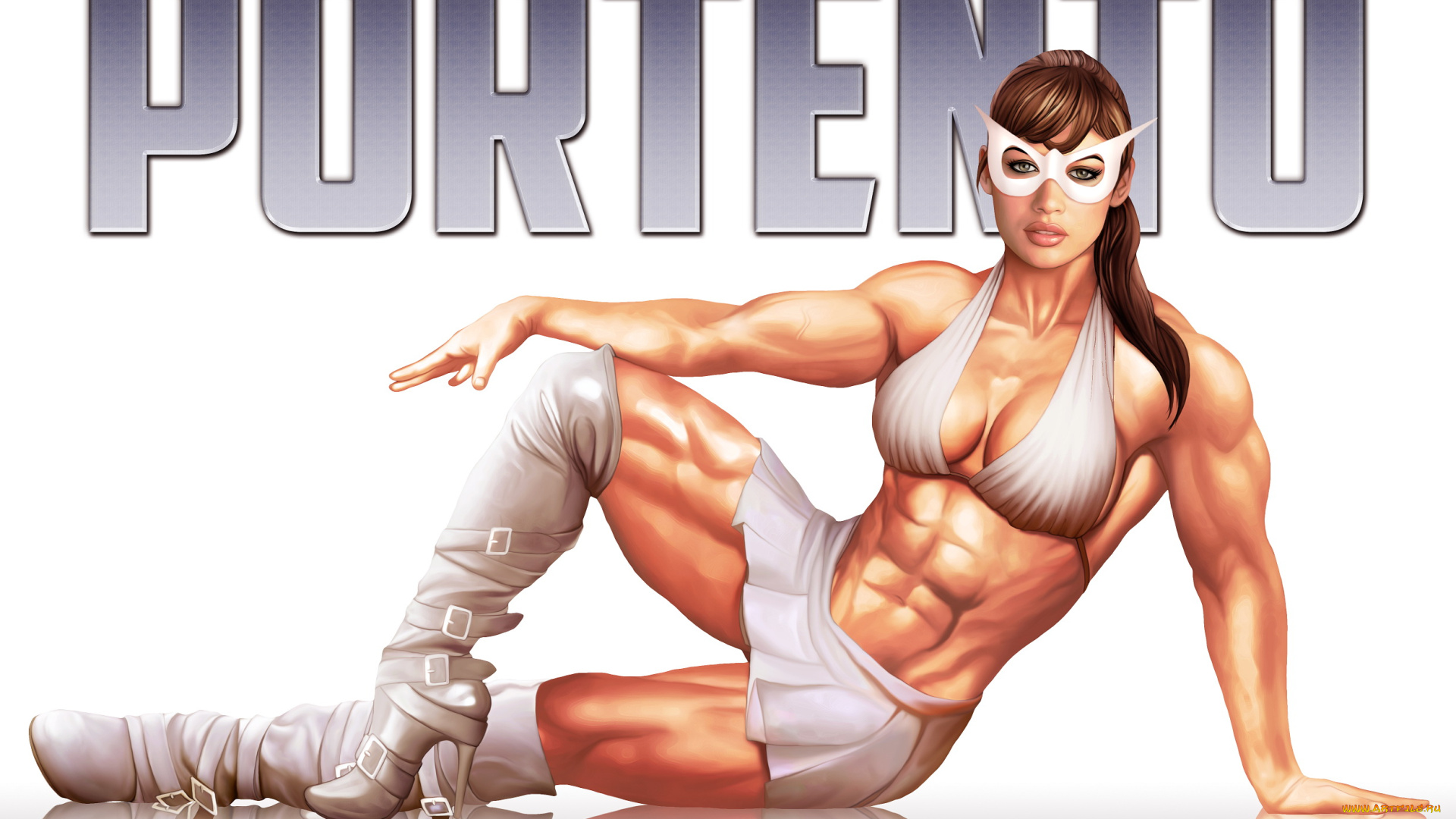 рисованное, комиксы, маска, взгляд, фон, девушка