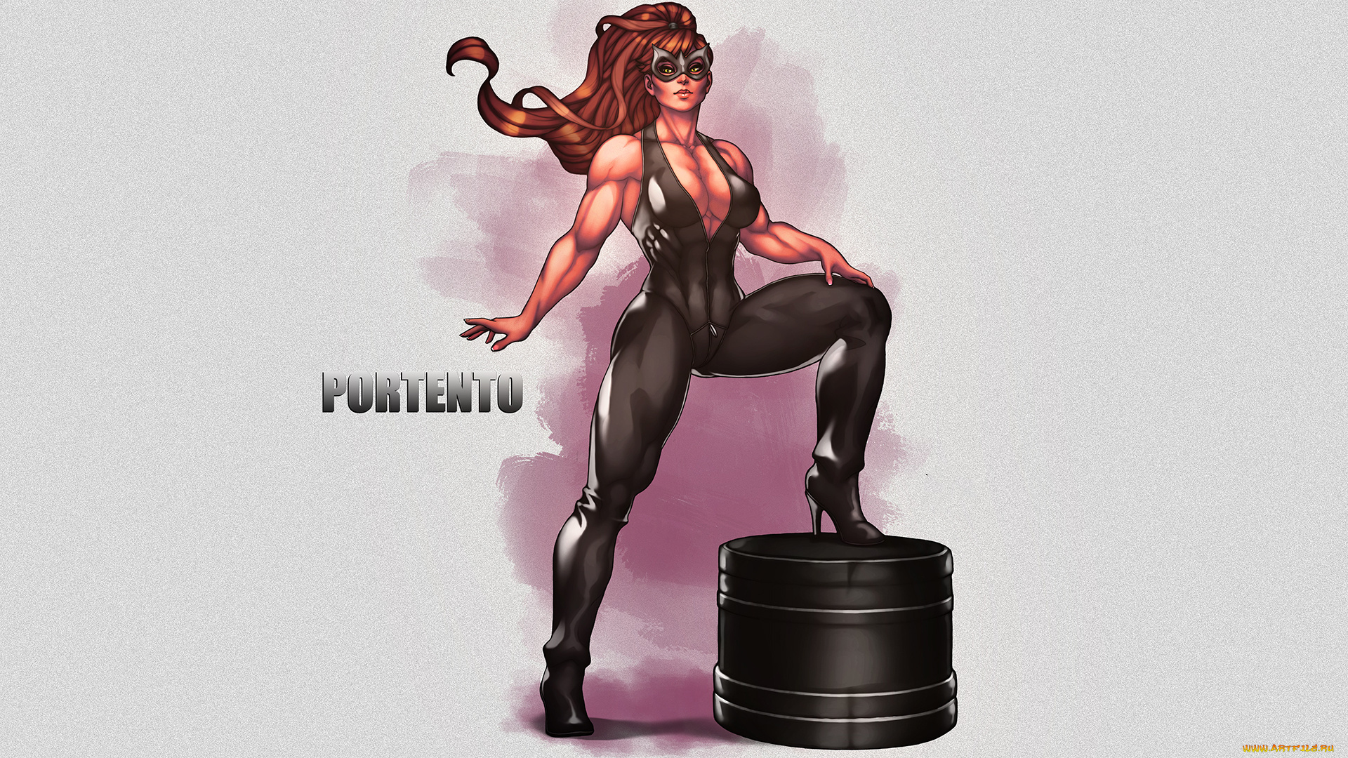 рисованное, комиксы, униформа, фон, маска, взгляд, девушка