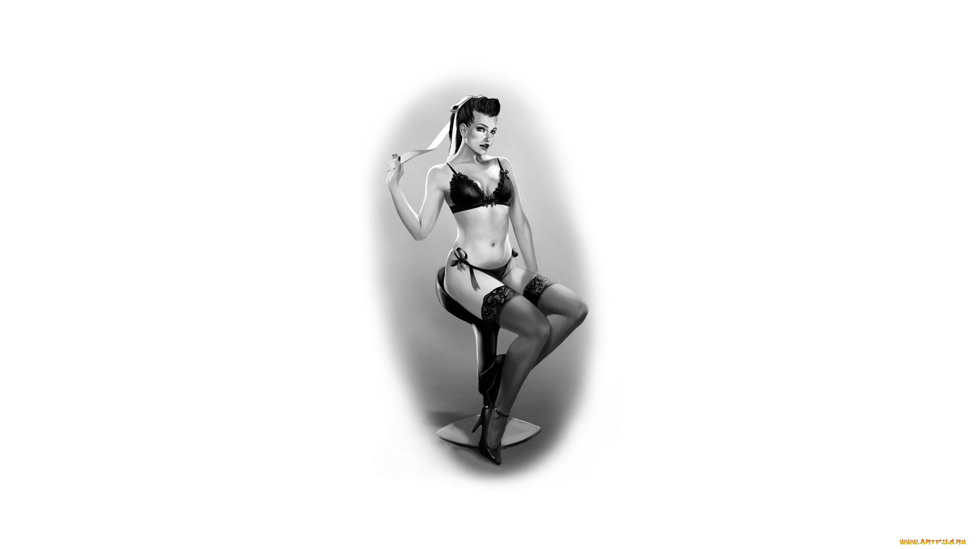 рисованное, люди, чулки, взгляд, фон, девушка