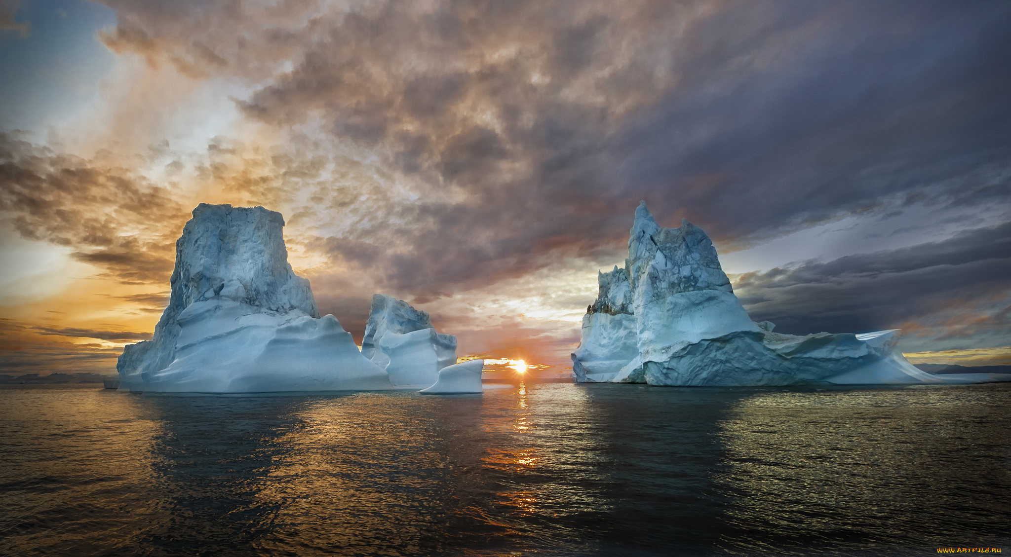 природа, айсберги, и, ледники, простор