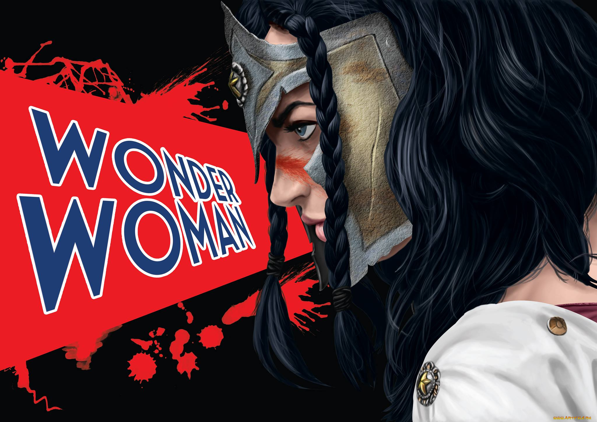 рисованное, комиксы, фон, бдевушка, маска