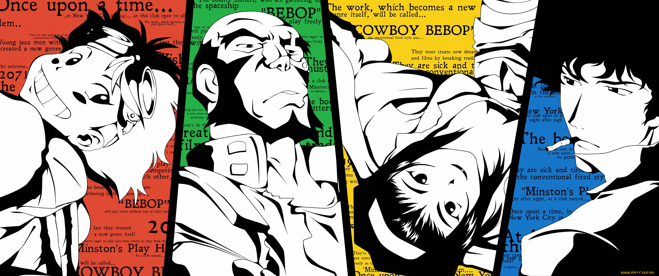 аниме, cowboy, bebop, ed, faye, jet, spike