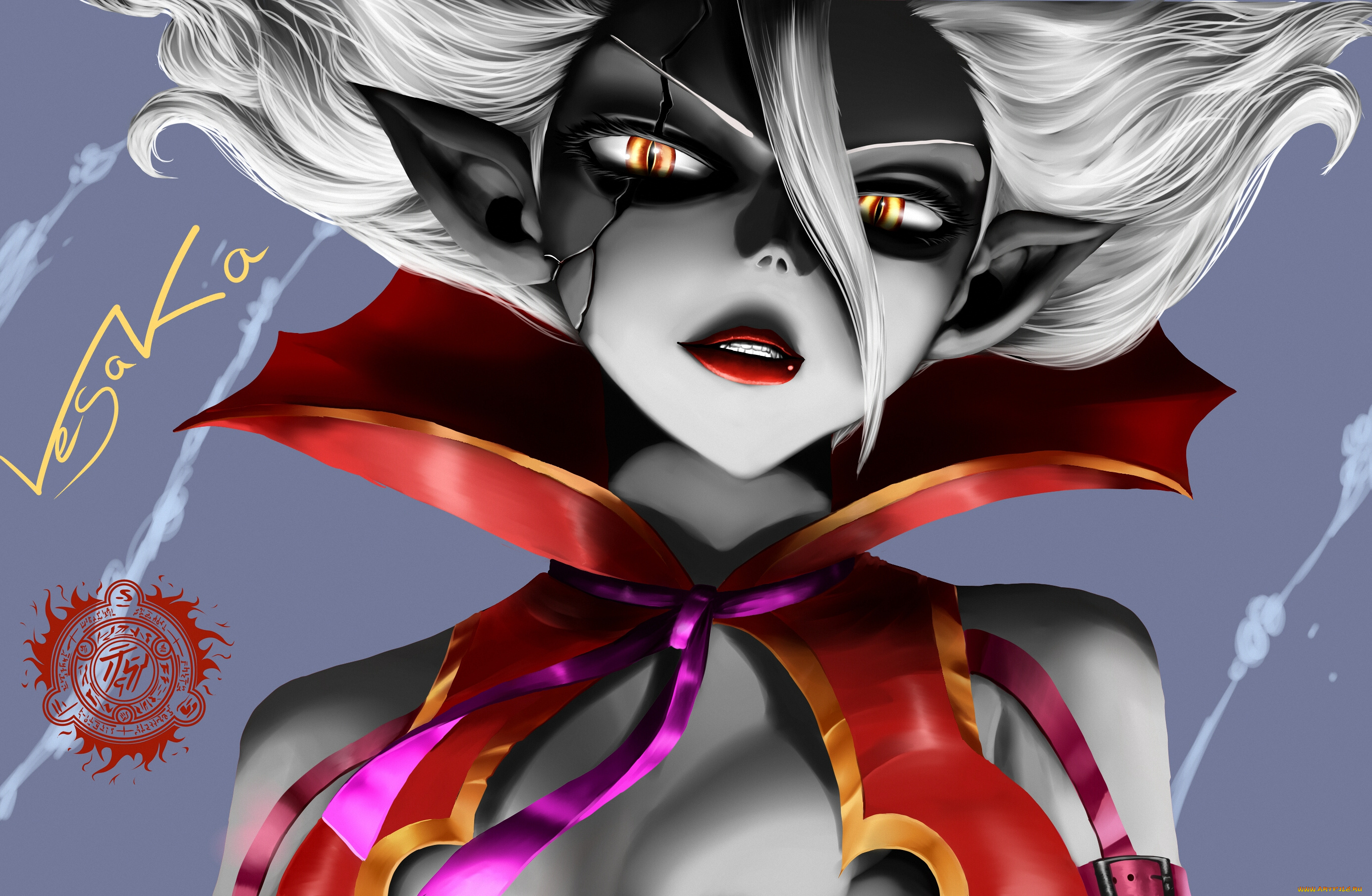 аниме, fairy, tail, волшебник, чародей, демон, маг, девушка, взгляд, mirajane