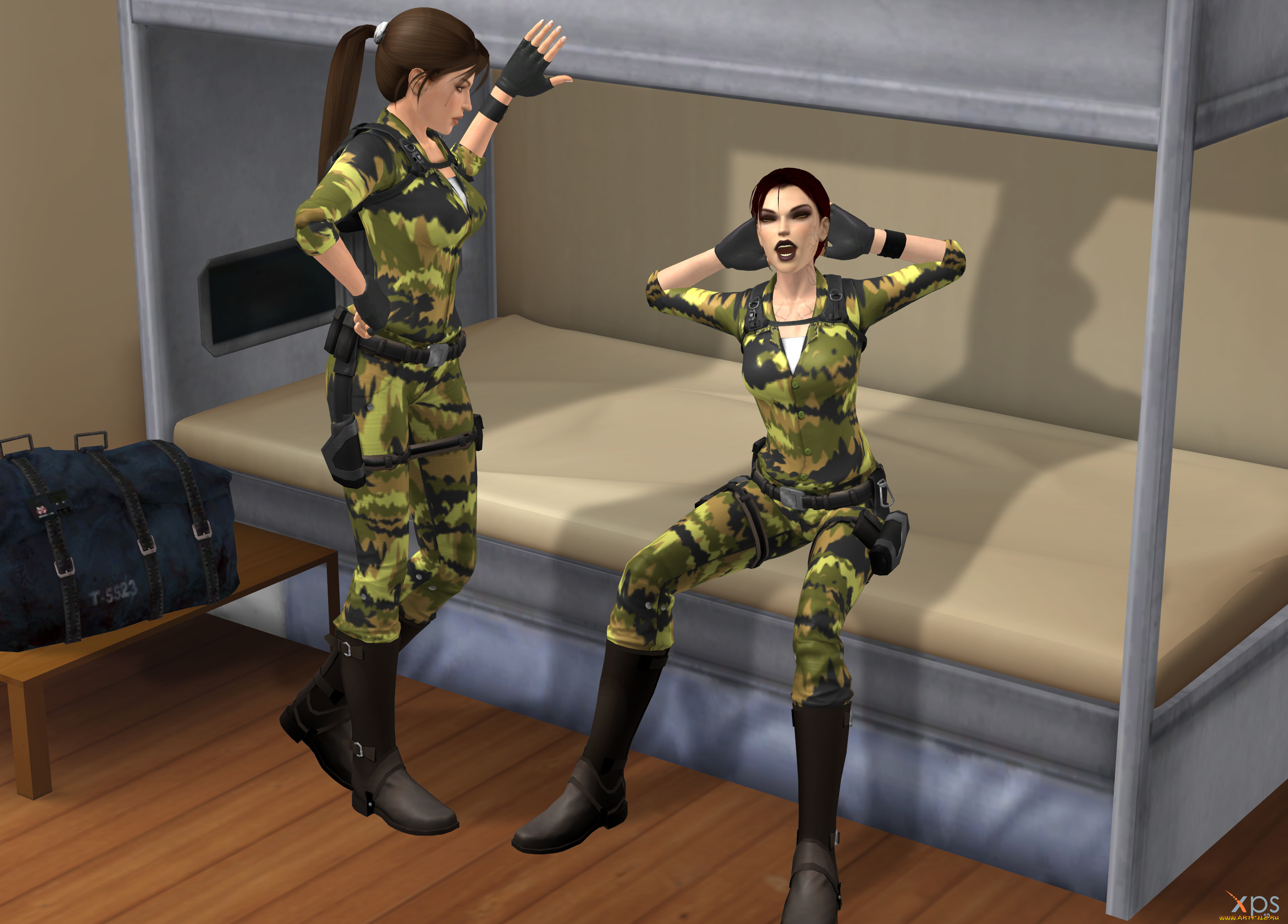 3д, графика, армия, , military, девушки, униформа, фон, взгляд