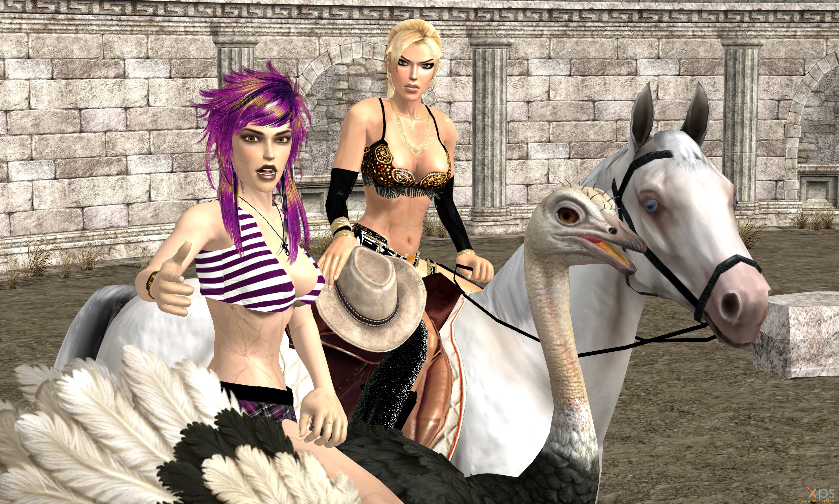 3д, графика, люди, и, животные, , people, and, animals, девушка, взгляд, фон, лошадь