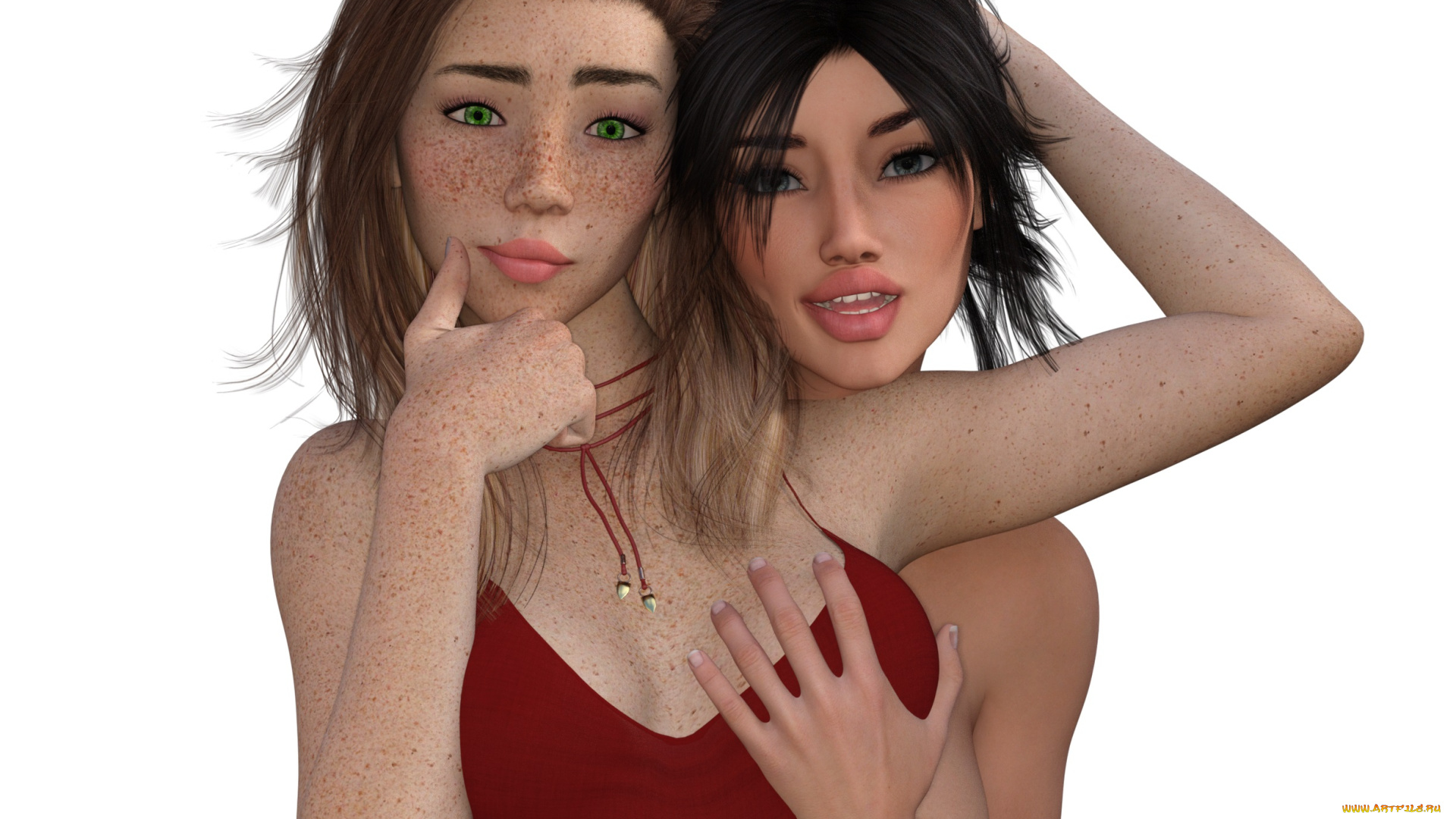 3д, графика, люди, , people, фон, взгляд, девушки