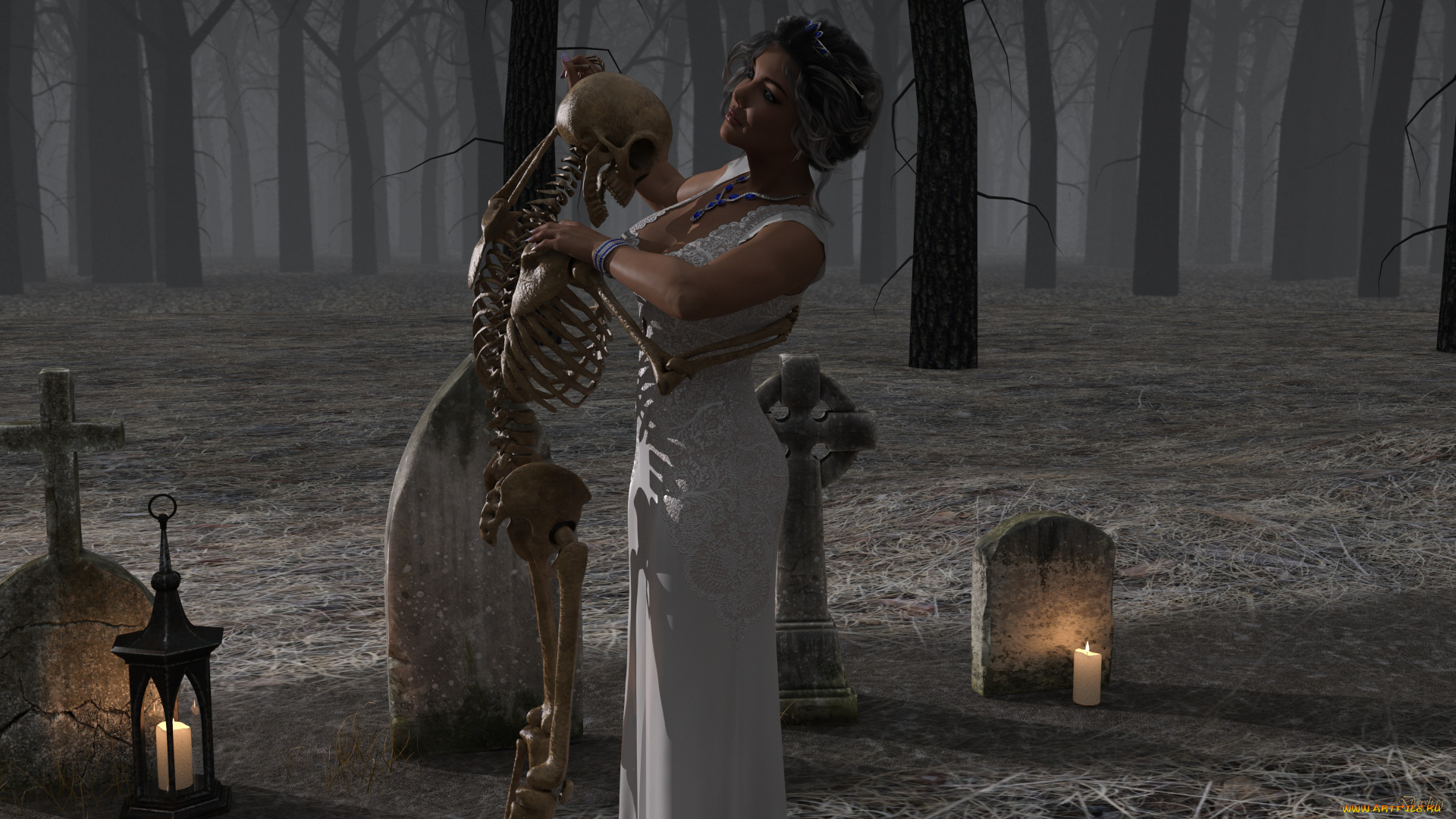 3д, графика, ужас, , horror, взгляд, фон, девушка