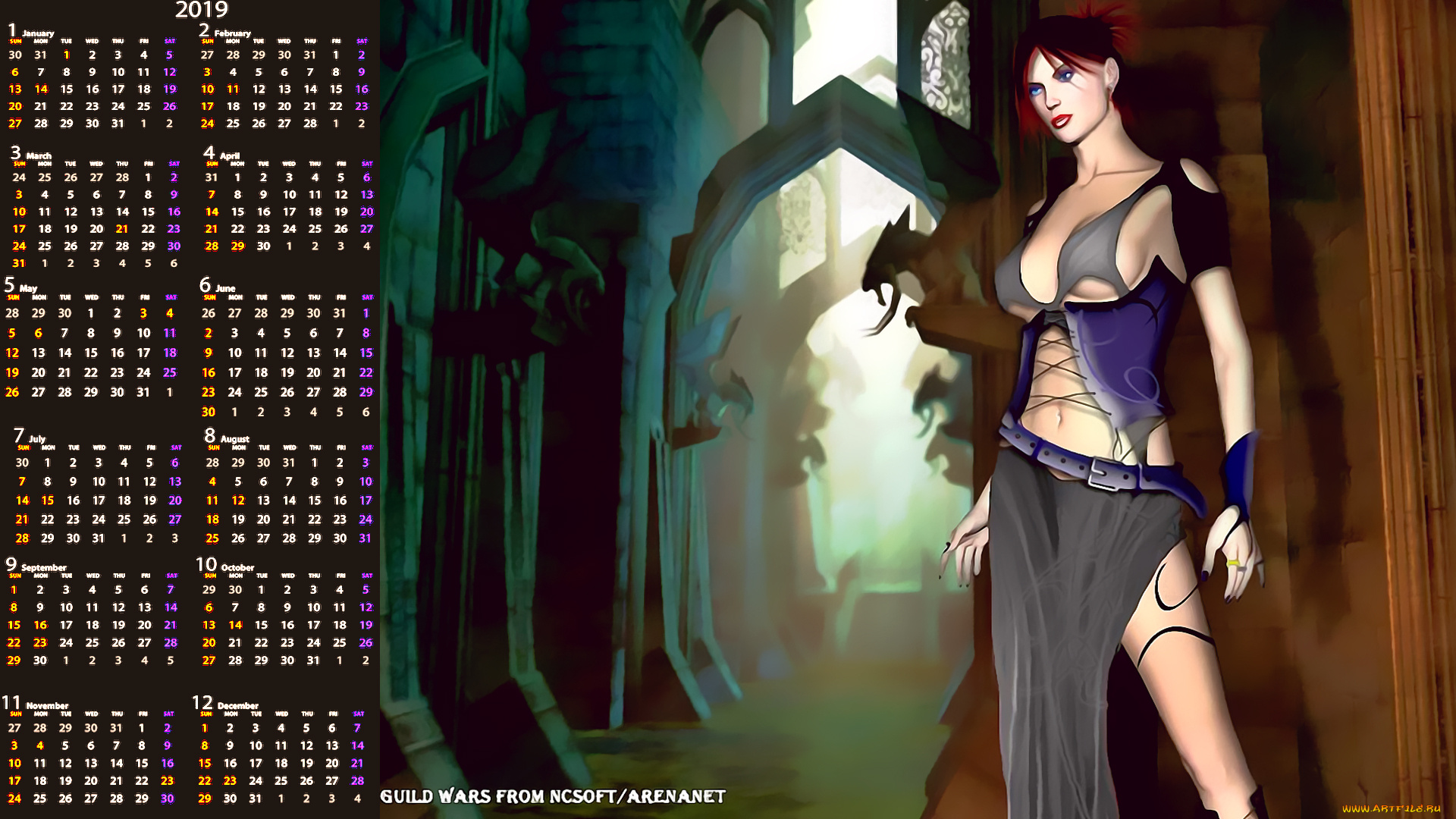 календари, 3д-графика, 2019, calendar, архитектура, женщина, девушка